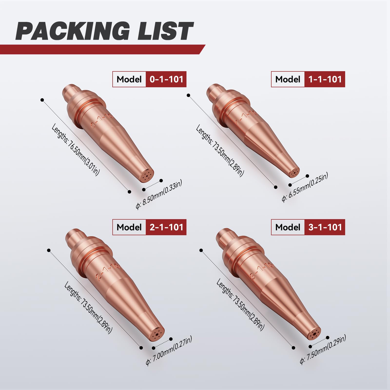 ARCCAPTAIN 1-101 Acetylene Cutting Torch Tips, Size 0-3, Heavy Duty Torch Tips for Victor Cutting Torch - Image 3