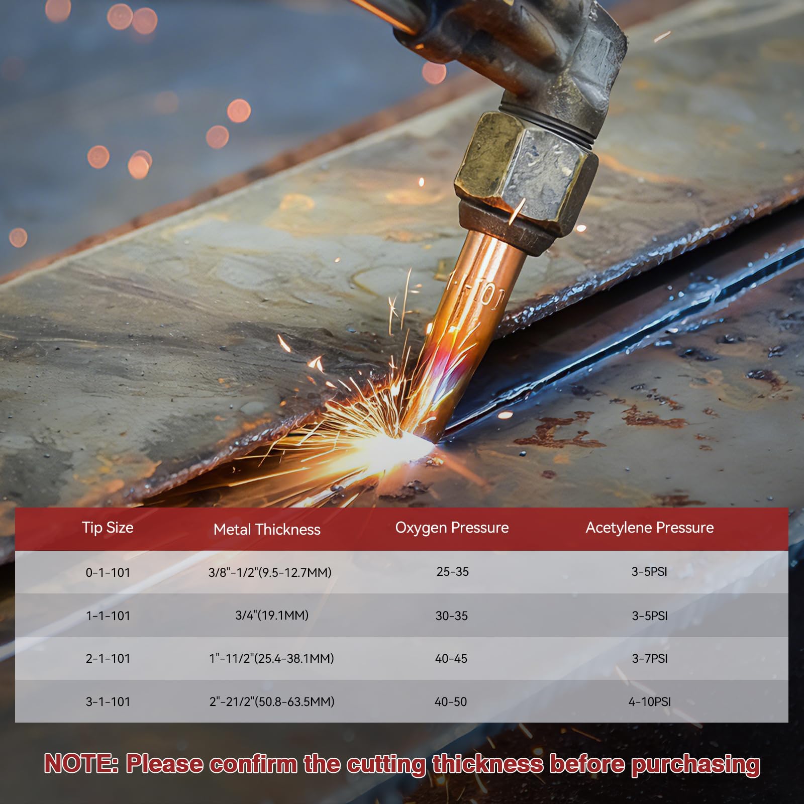 ARCCAPTAIN 1-101 Acetylene Cutting Torch Tips, Size 0-3, Heavy Duty Torch Tips for Victor Cutting Torch - Image 4