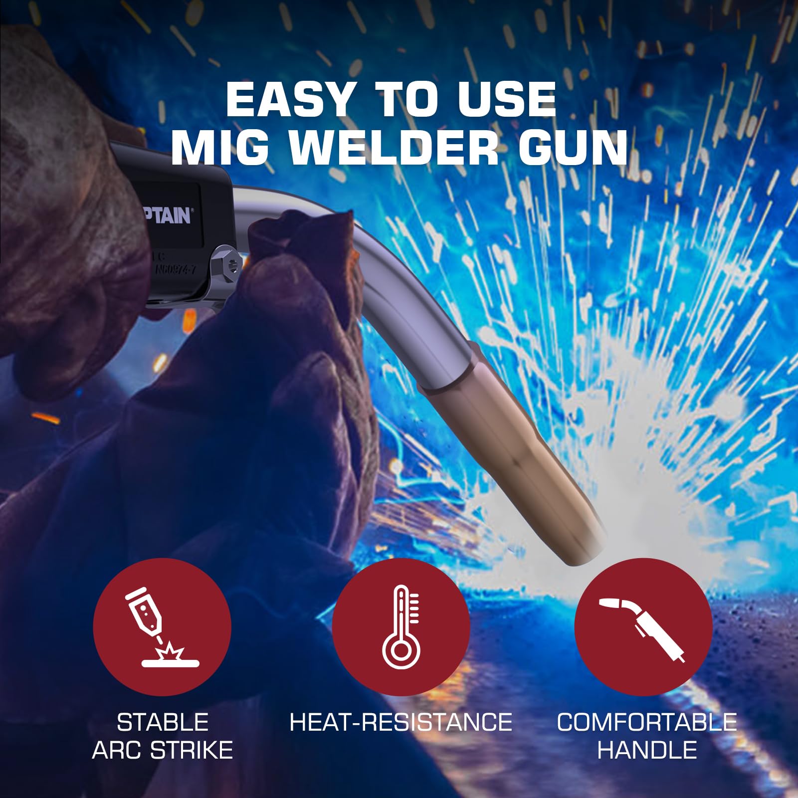 ARCCAPTAIN 10ft 250A MIG Welding Gun Euro connection Replacement for Longevity Esab Tweco #2 - Image 6