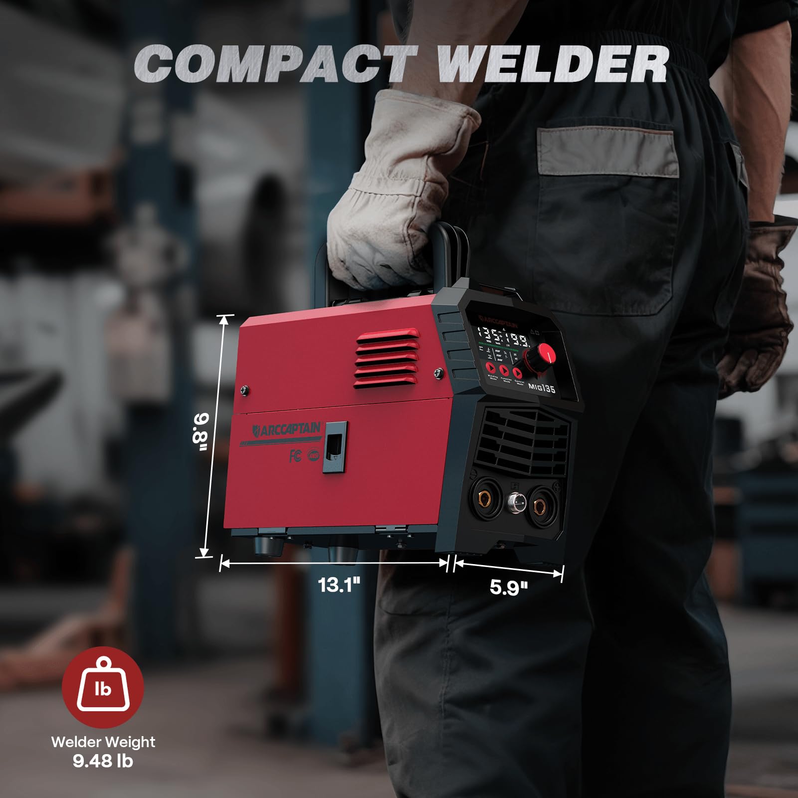 ARCCAPTAIN 135A MIG Welder [Large LED Display] 110V Welder Flux Core MIG, Lift TIG, Stick, 3 in 1 Welding Machine Gasless MIG Welder Machine 110V, IGBT Inverter Welder with Synergy, 2T/4T - Image 6