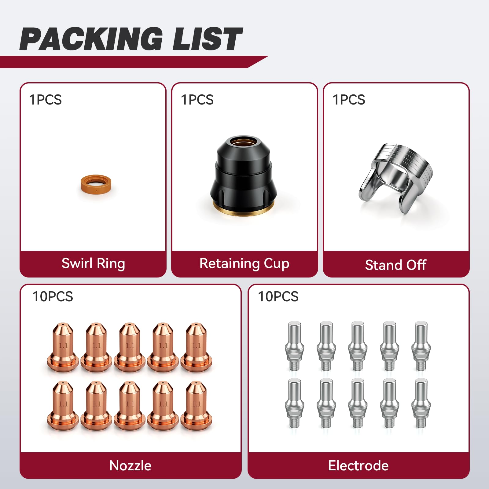 ARCCAPTAIN 23Pcs IPT60 Plasma Cutter Torch Consumables, .045" Plasma Cutter Accessories for ARCCAPTAIN CUT55 NON-HF, CUT55 MP and CUT60 Non-HF, Work with 50-60A Current - Image 7