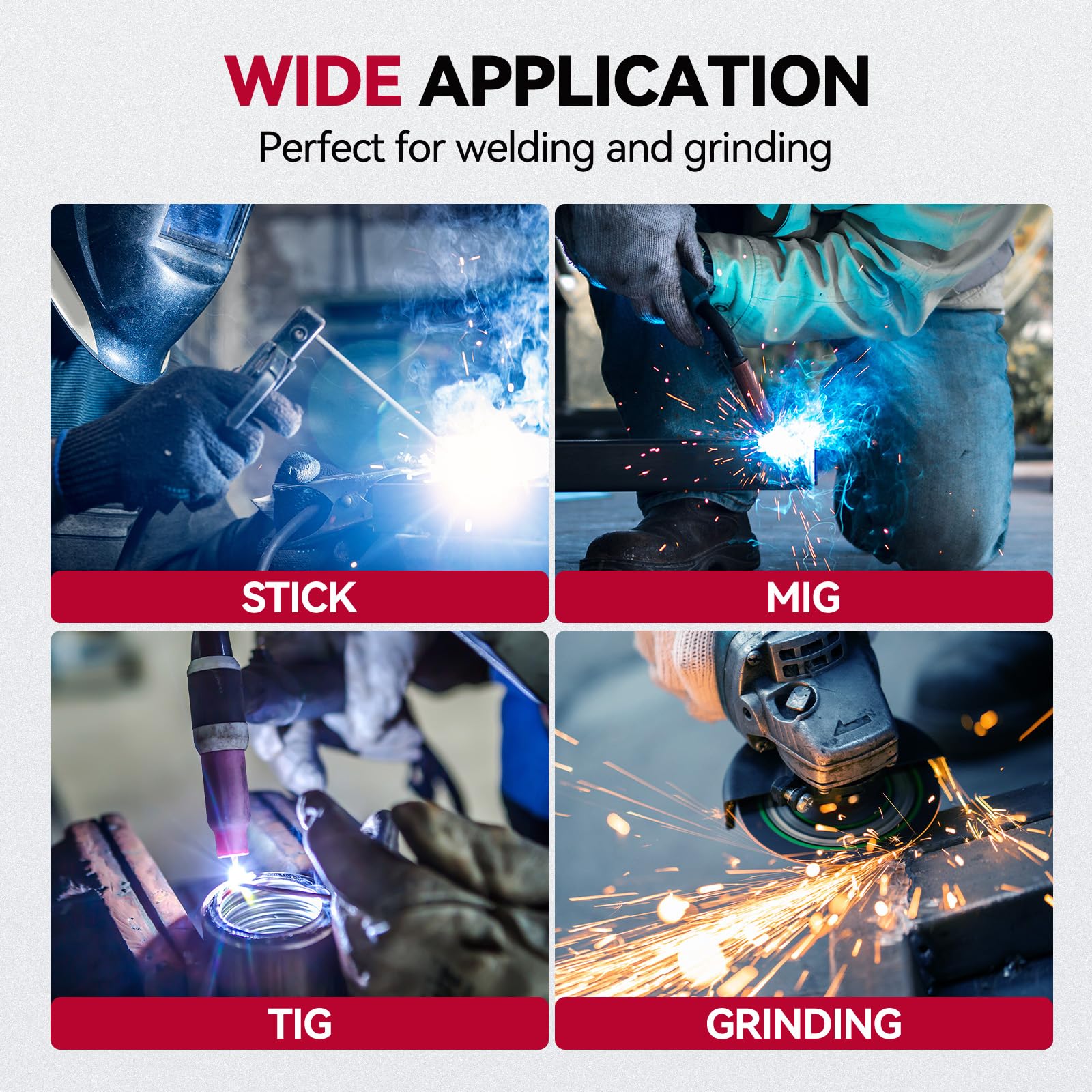 ARCCAPTAIN 3.94"X3.66" Welding Helmet Auto Darkening, 1/1/1/1 Top Optical Clarity Large Viewing Screen Solar Power Welding Hood with 4 Arc Sensor, Wide Shade 4-5/5-9/9-13 for TIG MIG ARC Welding Cut - Image 8