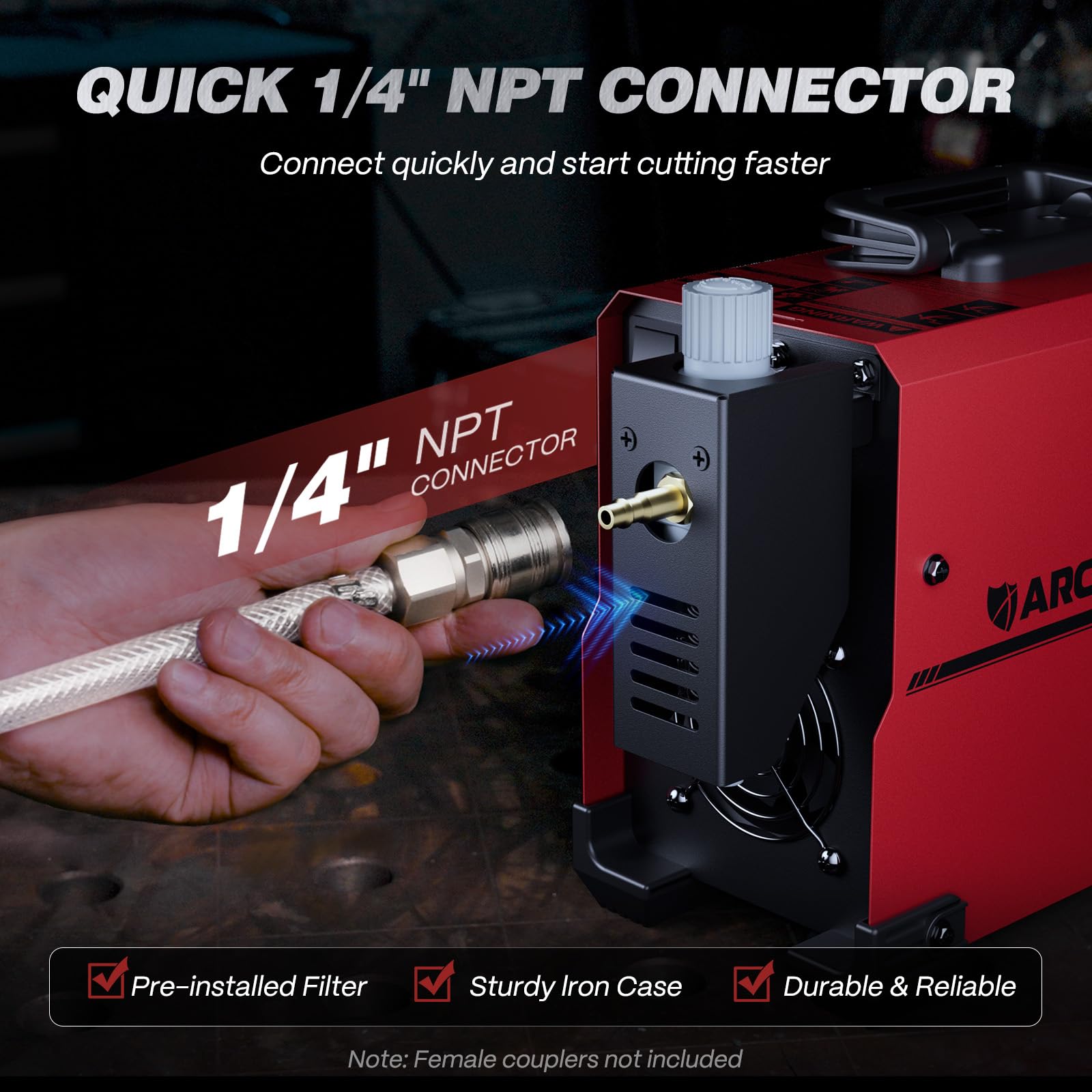 ARCCAPTAIN 60Amp [Non-HF] Plasma Cutter, Blow Back Pilot Arc Plasma Cutting Machine, 110V/220V, Upgraded Large LED Display, Plate Cutting, Expanded Metal, Rust Removal, Gouging, Air Pressure Detection - Image 8