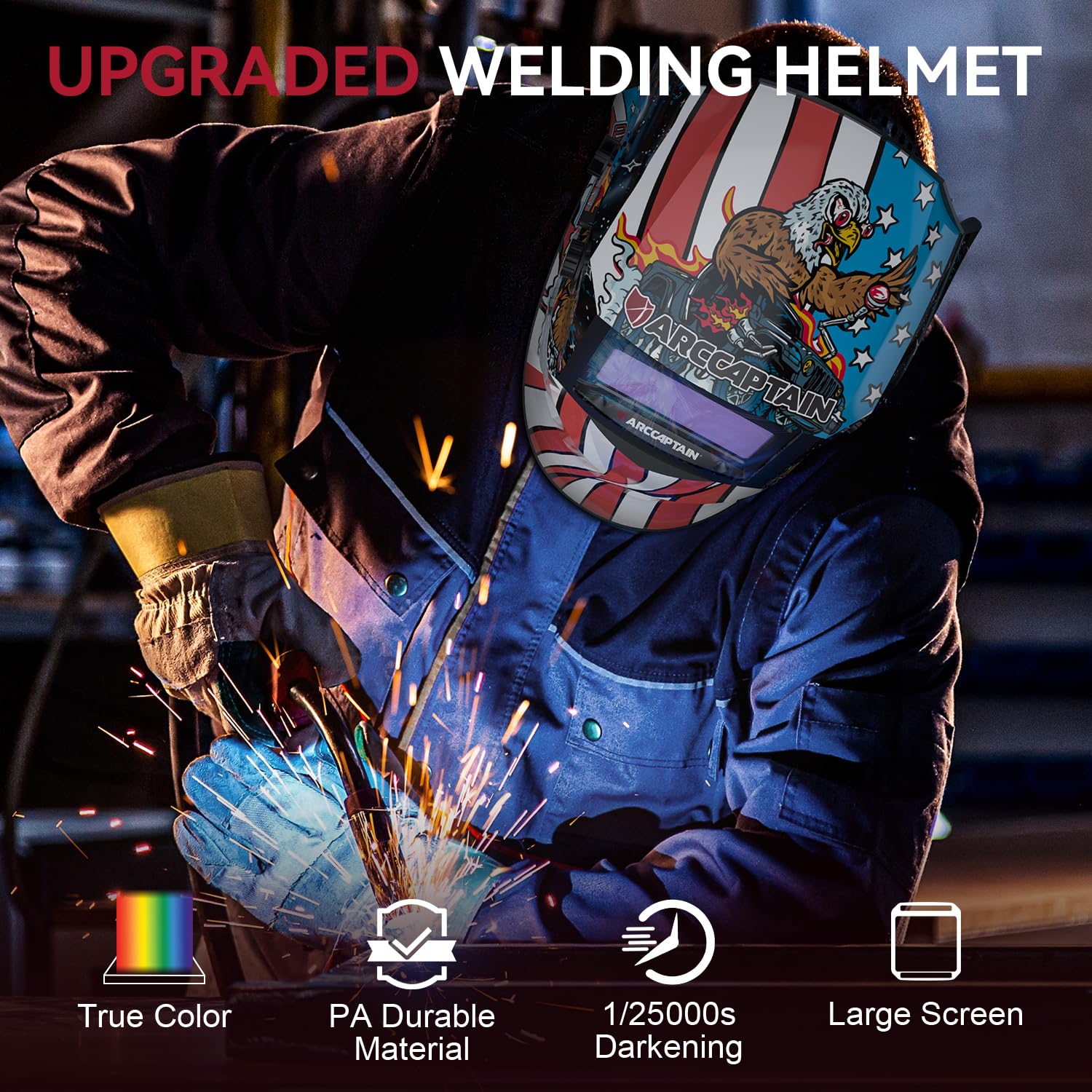 ARCCAPTAIN Auto Darkening Welding Helmet and Replacement Lens - Image 4