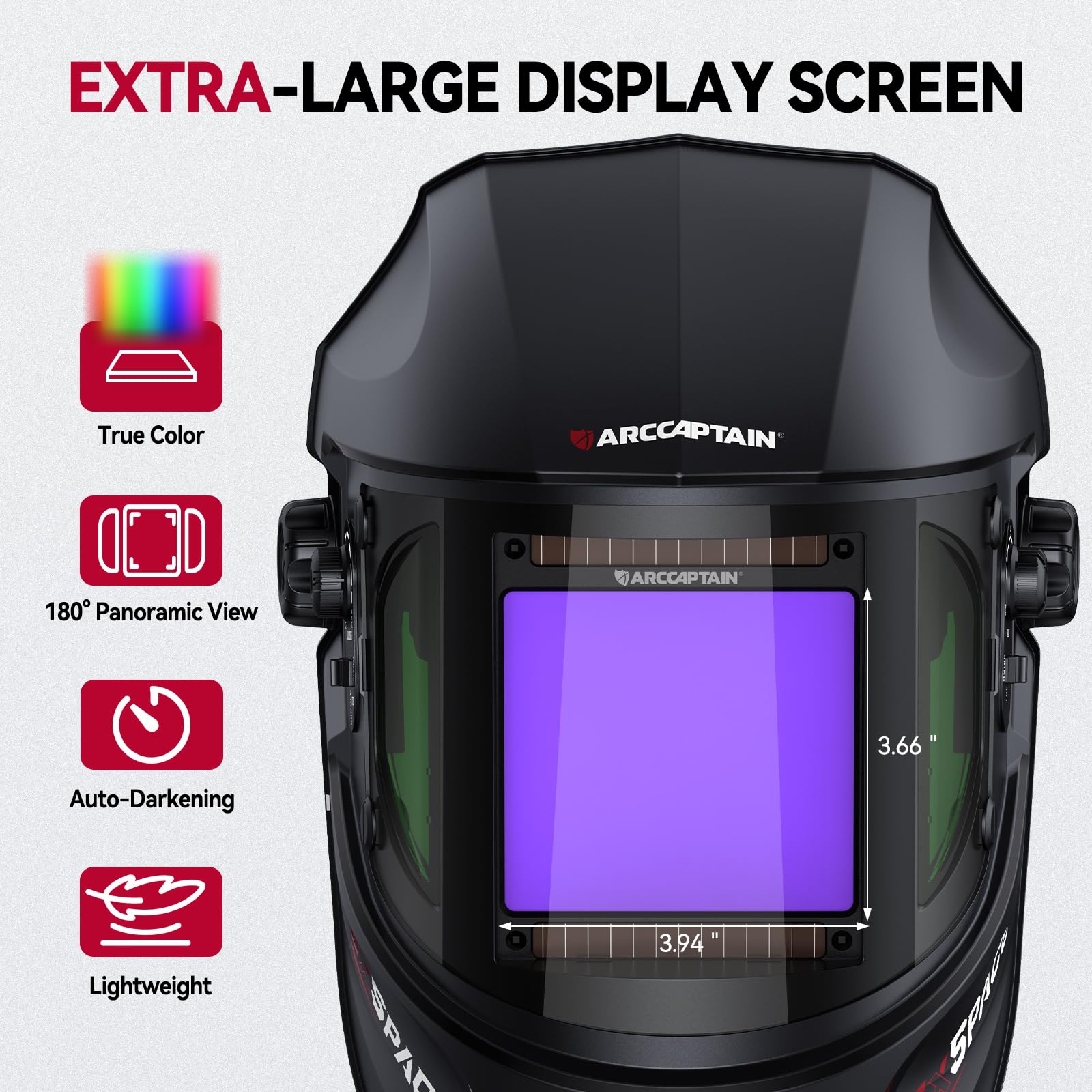 ARCCAPTAIN Auto Darkening Welding Helmet with Side View and Outer Replacement Lens - Image 4