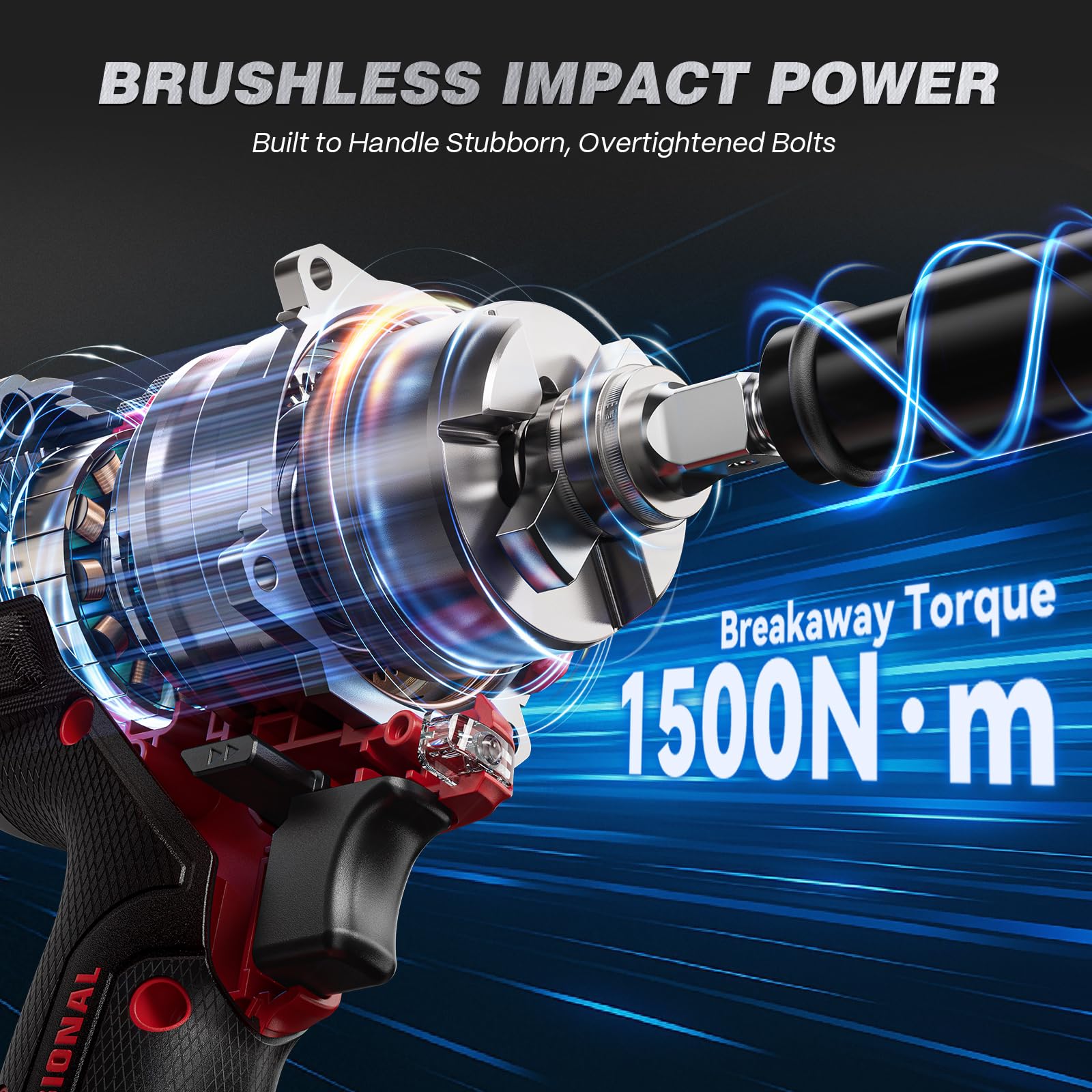 ARCCAPTAIN Cordless Impact Wrench, 1500N.m (1106Ft-lbs) 1/2" High Torque Impact Gun, 15C High-Rate 2x4.0Ah Batteries, 20V Power Impact Driver, Supports Up to 40mm Socket for Heavy Truck/Car/Pickup - Image 3