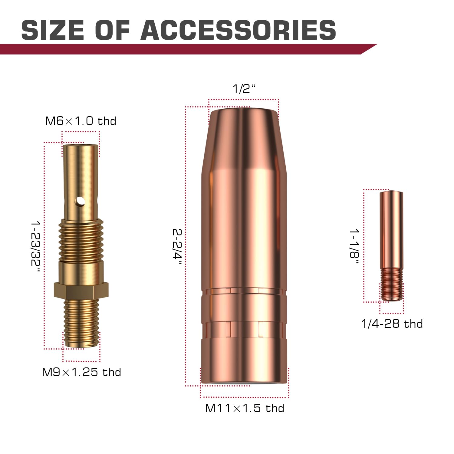 ARCCAPTAIN for Lincoln Magnum 100L Welder Part .035" Contact Tip Nozzle Diffuser MIG Welding Gun Accessory Kit for Lincoln Magnum 100L and Tweco Mini/#1 (.035" Accessory Kit) - Image 5