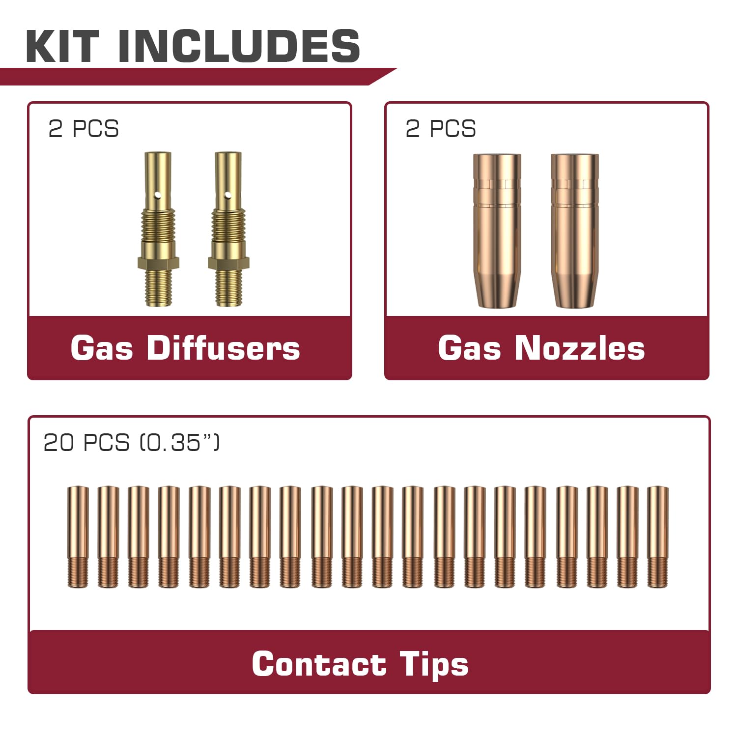 ARCCAPTAIN for Lincoln Magnum 100L Welder Part .035" Contact Tip Nozzle Diffuser MIG Welding Gun Accessory Kit for Lincoln Magnum 100L and Tweco Mini/#1 (.035" Accessory Kit) - Image 6