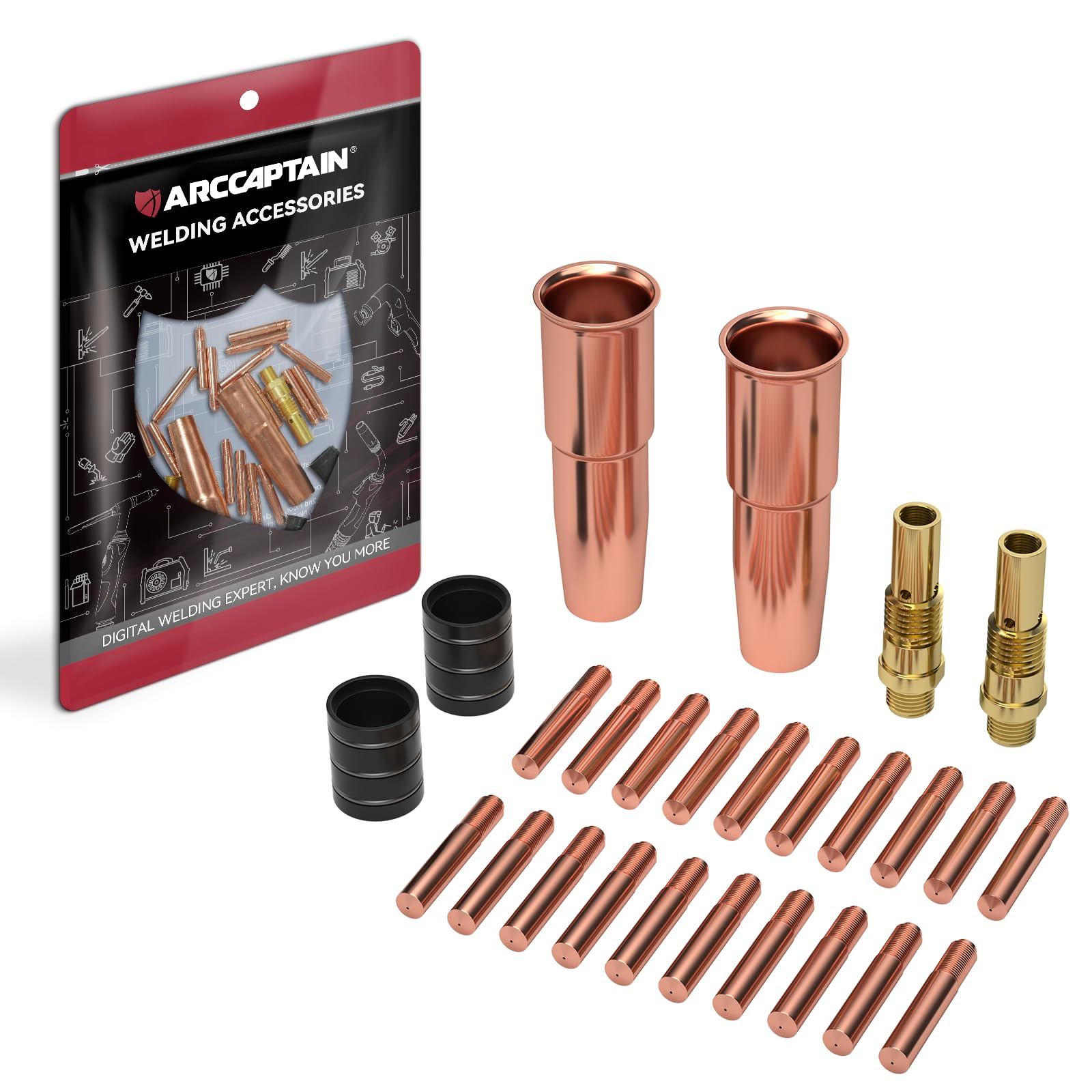 ARCCAPTAIN for Lincoln Weld Part Magnum 200/250 Tweco #2 parts .035" Contact Tip Nozzle Diffuser MIG Welding Gun Accessory Kit for Lincoln Magnum 200/250 Tweco #2 (.035" Accessory Kit)