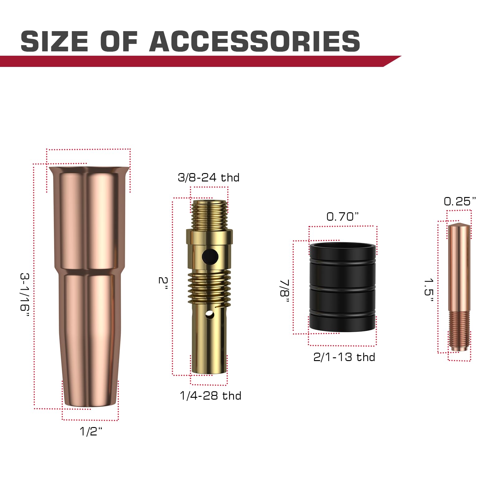 ARCCAPTAIN for Lincoln Weld Part Magnum 200/250 Tweco #2 parts .035" Contact Tip Nozzle Diffuser MIG Welding Gun Accessory Kit for Lincoln Magnum 200/250 Tweco #2 (.035" Accessory Kit) - Image 6