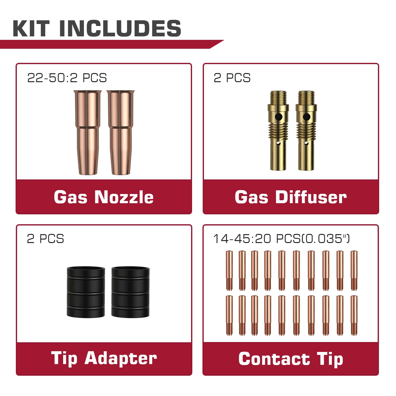ARCCAPTAIN for Lincoln Weld Part Magnum 200/250 Tweco #2 parts .035" Contact Tip Nozzle Diffuser MIG Welding Gun Accessory Kit for Lincoln Magnum 200/250 Tweco #2 (.035" Accessory Kit) - Image 7