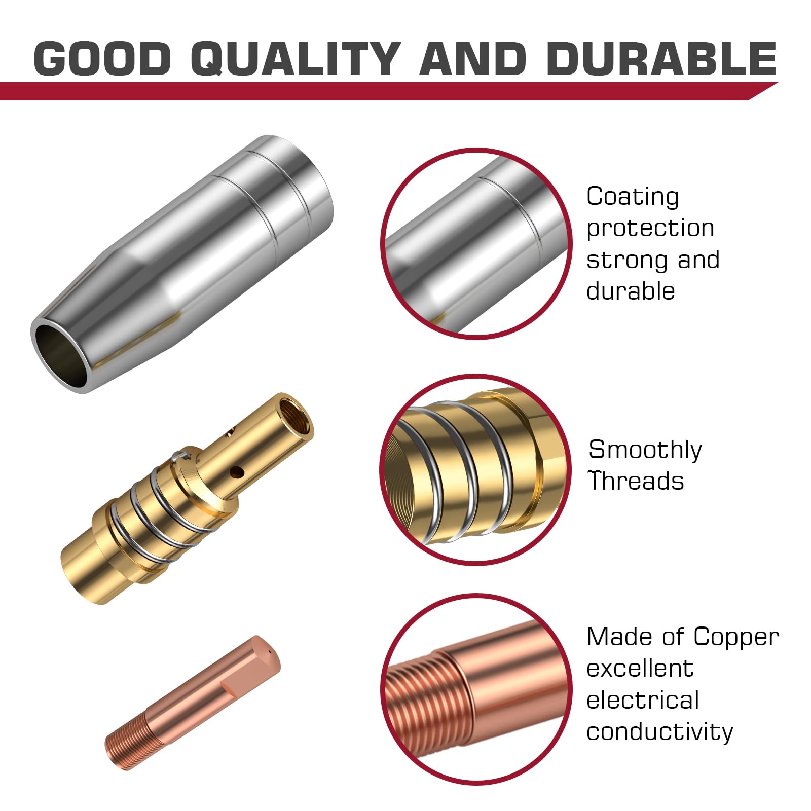 ARCCAPTAIN for MB15 15AK MIG Welding Gun Kit .030" Contact Tip Nozzle Diffuser MIG Welding Gun Accessory Kit for MB15 & ARCCAPTAIN MIG200 MIG130 (.030" MIG Gun Accessory Kit) - Image 2