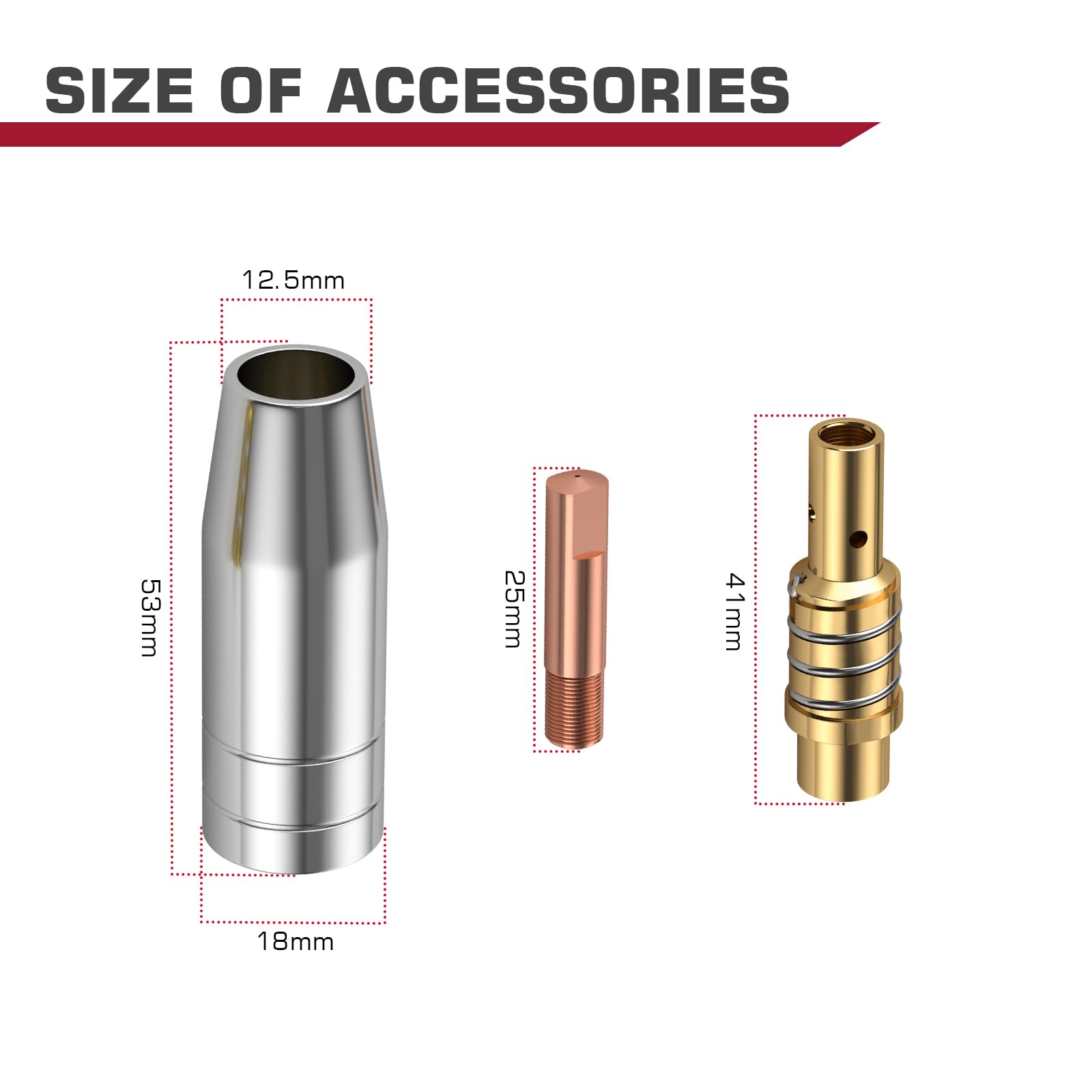 ARCCAPTAIN for MB15 15AK MIG Welding Gun Kit .030" Contact Tip Nozzle Diffuser MIG Welding Gun Accessory Kit for MB15 & ARCCAPTAIN MIG200 MIG130 (.030" MIG Gun Accessory Kit) - Image 5