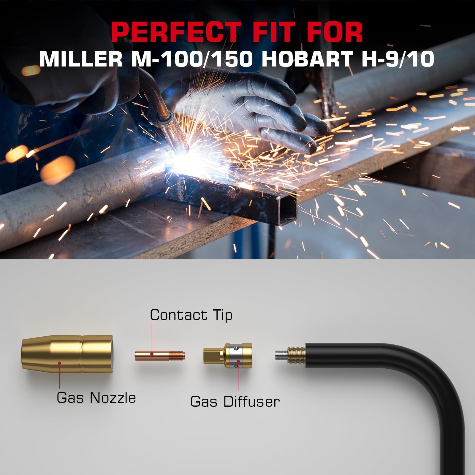 ARCCAPTAIN for Miller Millermatic M-100/150 Welder Part .035" Contact Tip Nozzle Diffuser MIG Welding Gun Accessory Kit for Miller Millermatic M-100/150 Hobart H-9/10 (.035" MIG Gun Accessory Kit) - Image 5