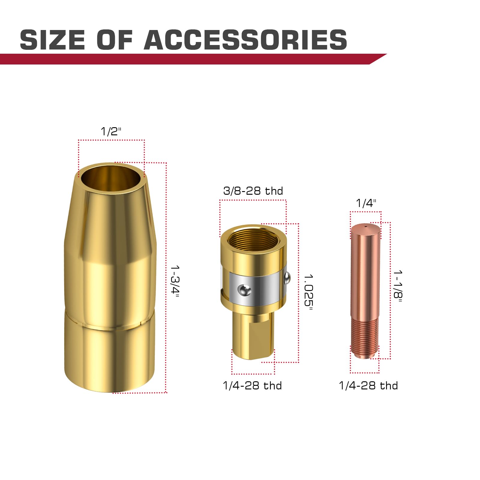 ARCCAPTAIN for Miller Millermatic M-100/150 Welder Part .035" Contact Tip Nozzle Diffuser MIG Welding Gun Accessory Kit for Miller Millermatic M-100/150 Hobart H-9/10 (.035" MIG Gun Accessory Kit) - Image 6