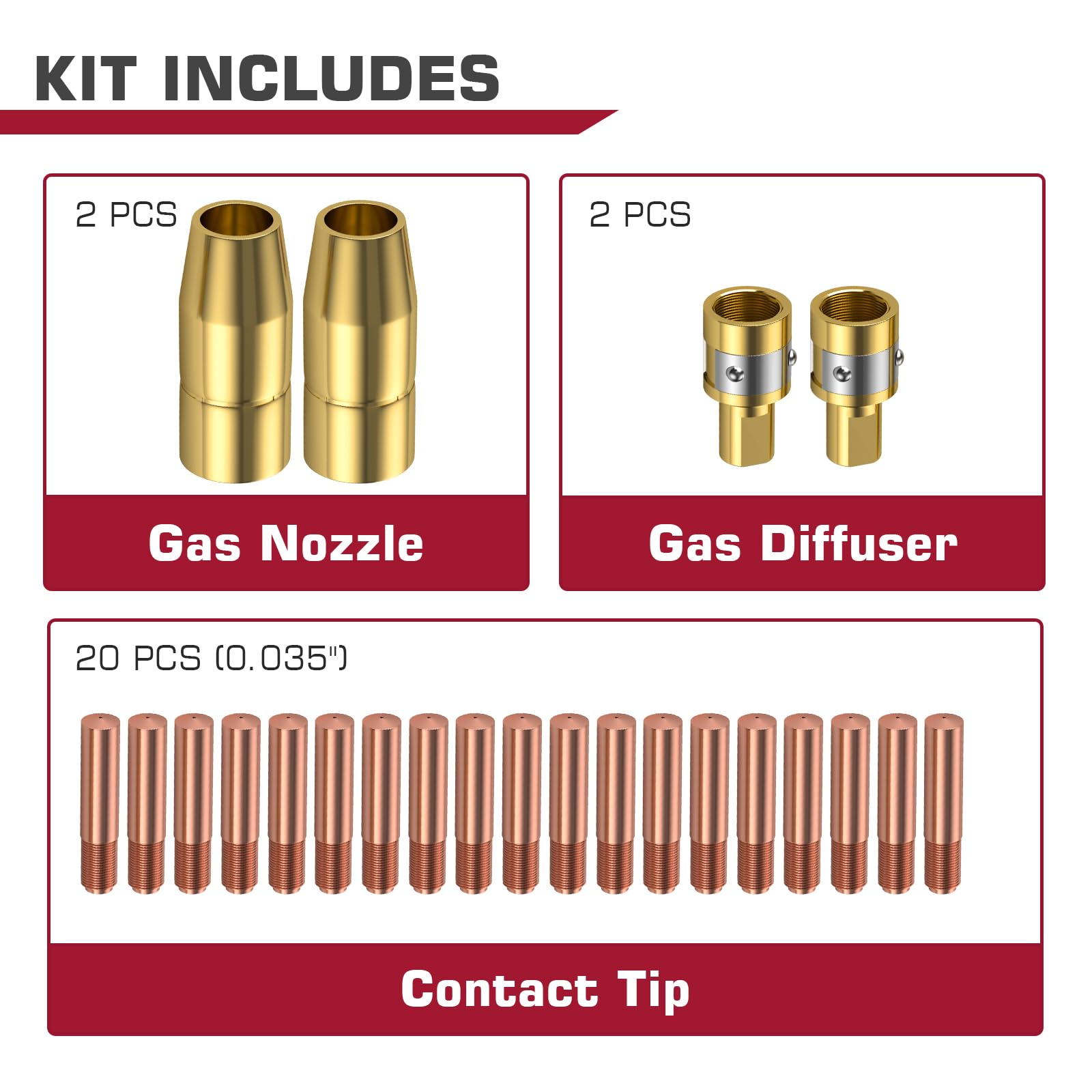 ARCCAPTAIN for Miller Millermatic M-100/150 Welder Part .035" Contact Tip Nozzle Diffuser MIG Welding Gun Accessory Kit for Miller Millermatic M-100/150 Hobart H-9/10 (.035" MIG Gun Accessory Kit) - Image 7
