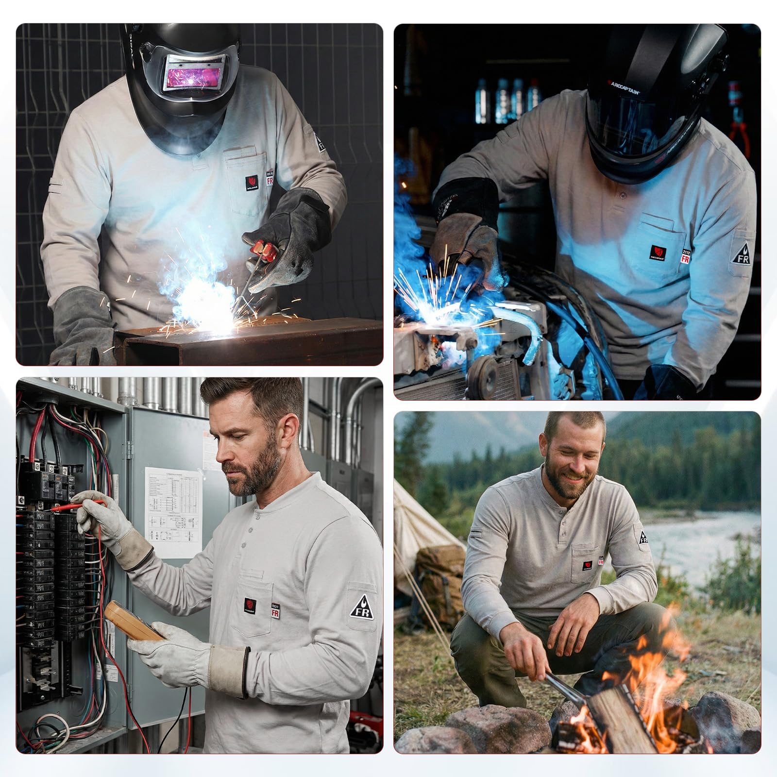 ARCCAPTAIN FR Shirts for Men 8oz 100% Cotton Fire Resistant Henley Shirt CAT2 NFPA2112 Welding Work Long Sleeve Clothing - Image 2