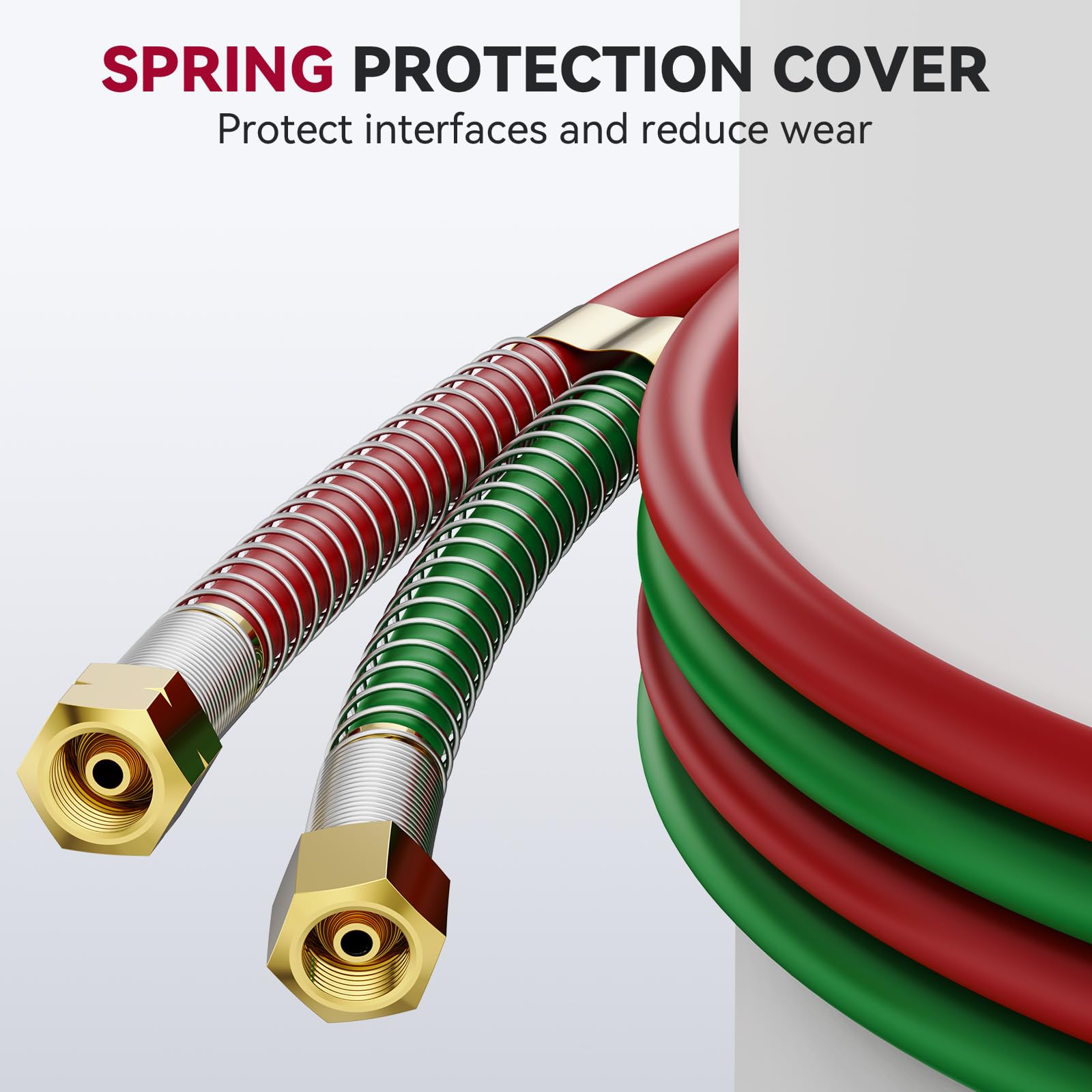 ARCCAPTAIN Grade T Oxygen Acetylene Hose, 1/4" x 25 FT with 9/16"-18 B Fittings and Spring Guards, Welding Torch Hose for Oxy Acetylene Flame Welding and Cutting - Image 5