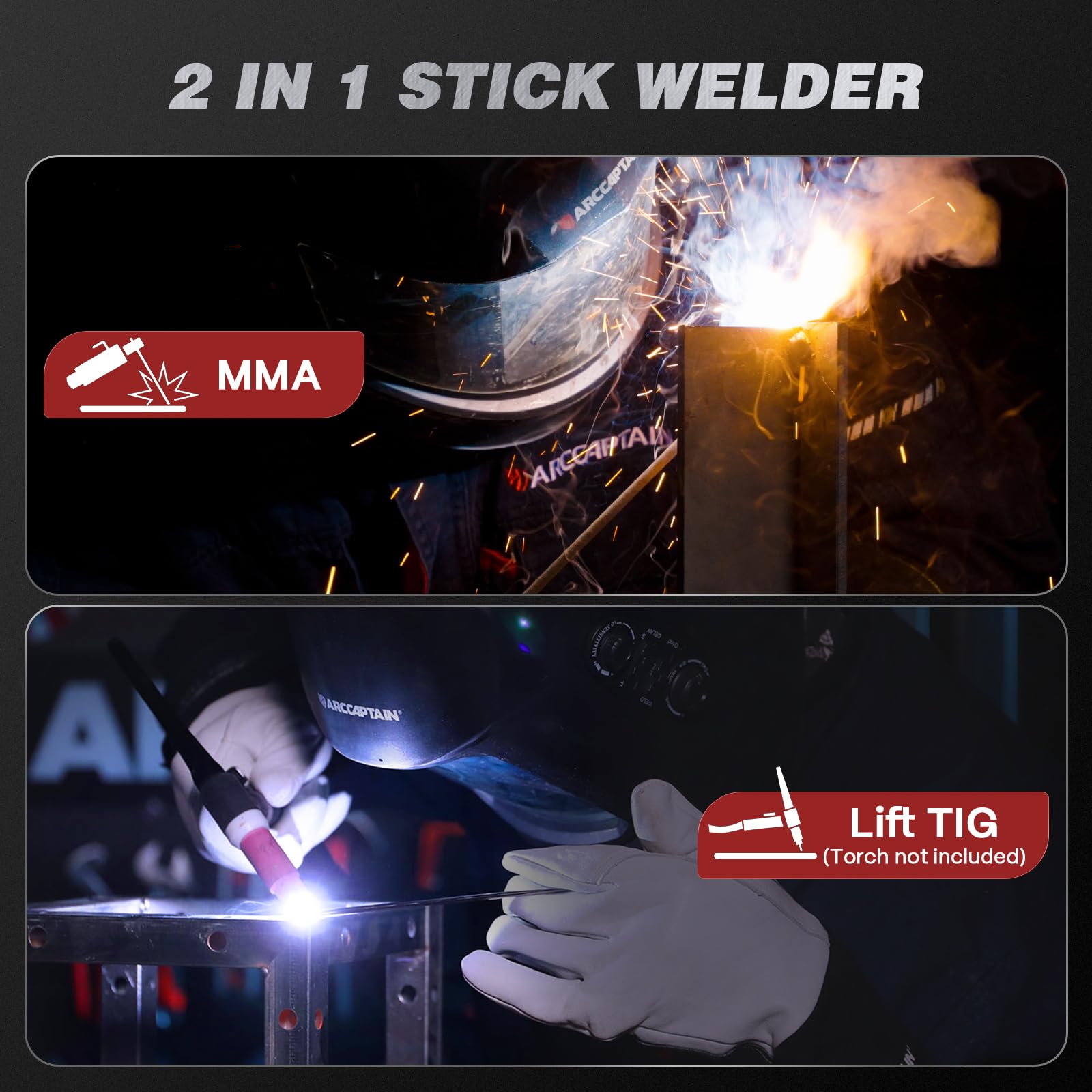 ARCCAPTAIN iControl ARC205 Pro Stick Welder, [APP Control] 205Amp ARC/Lift TIG Welding Machine, Large LED Display, IGBT Inverter 120V/240V MMA Welder with Hot Start, Arc force, and Anti-Stick - Image 4