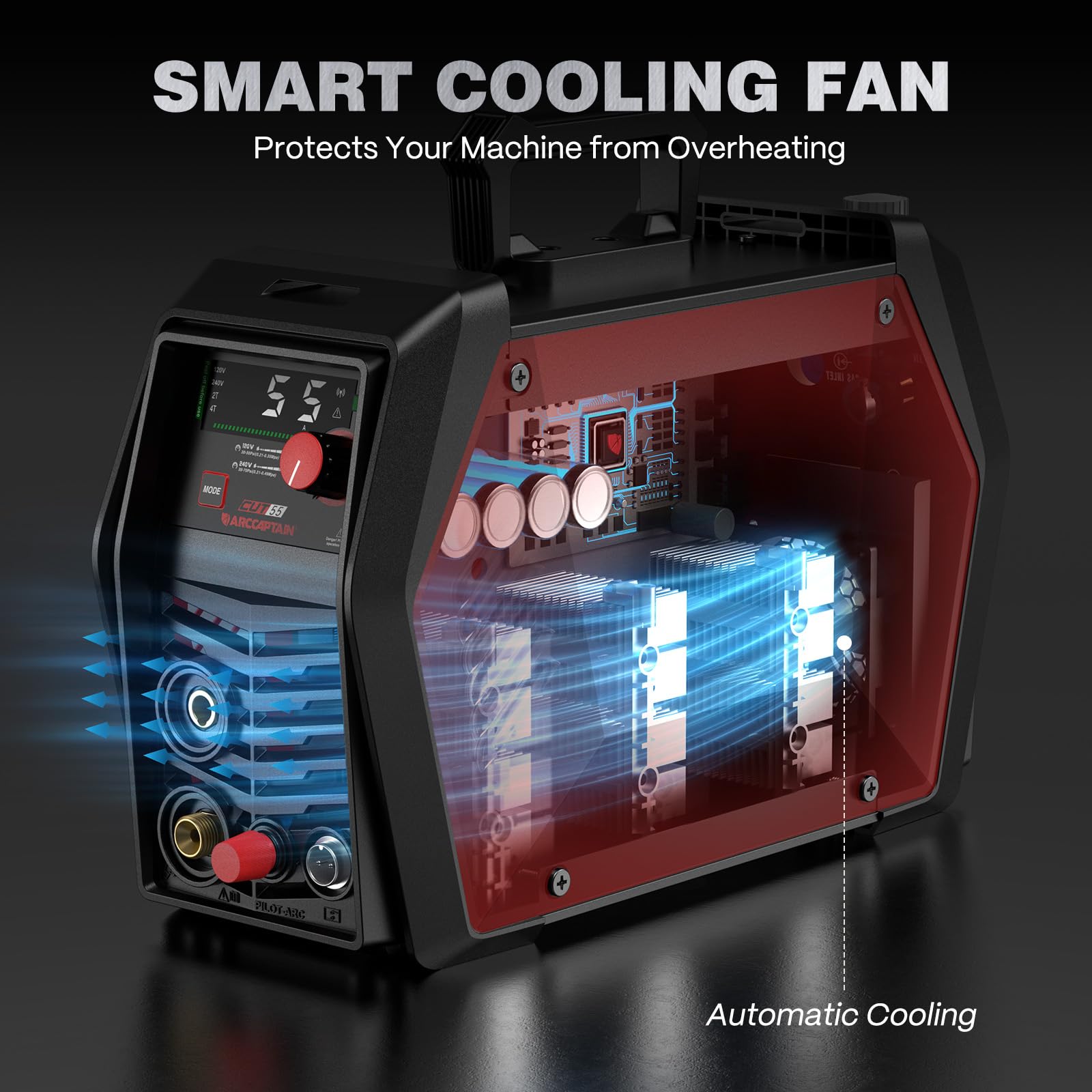 ARCCAPTAIN iControl CUT55 Pro Plasma Cutter, [APP Control] 55 Amp Non-Touch Pilot Arc 120V/240V Plasma Cutter Machine, Large LED Display and 2T/4T, 3/4 inch Maximum Cut, DC Inverter IGBT - Image 6