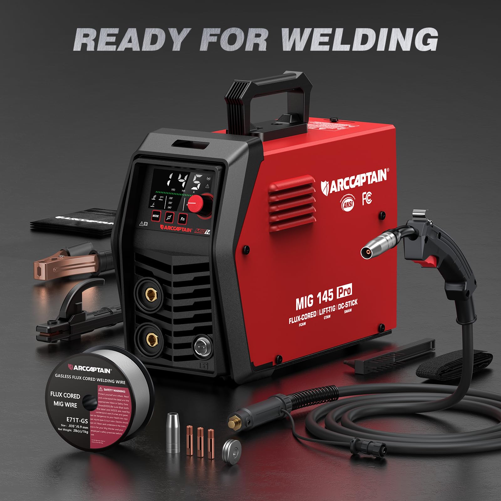 ARCCAPTAIN iControl MIG145 Pro 145A Flux Core MIG Welder 120V Welding Machine Gasless MIG Welder Flux MIG/MMA Stick/Lift TIG, 3 in 1 Welder Machine with Synergy, Portable Welder, APP Control - Image 9
