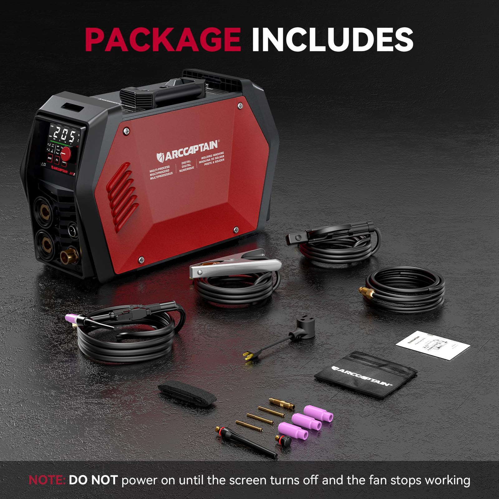 ARCCAPTAIN iControl TIG 205 Pro, 5 In 1 Cold Spot Stick/TIG Welder, 120V/240V Welding Machine with Large LED Display, 2T/4T, Hot start, Arc Force and Anti-stick - Image 8