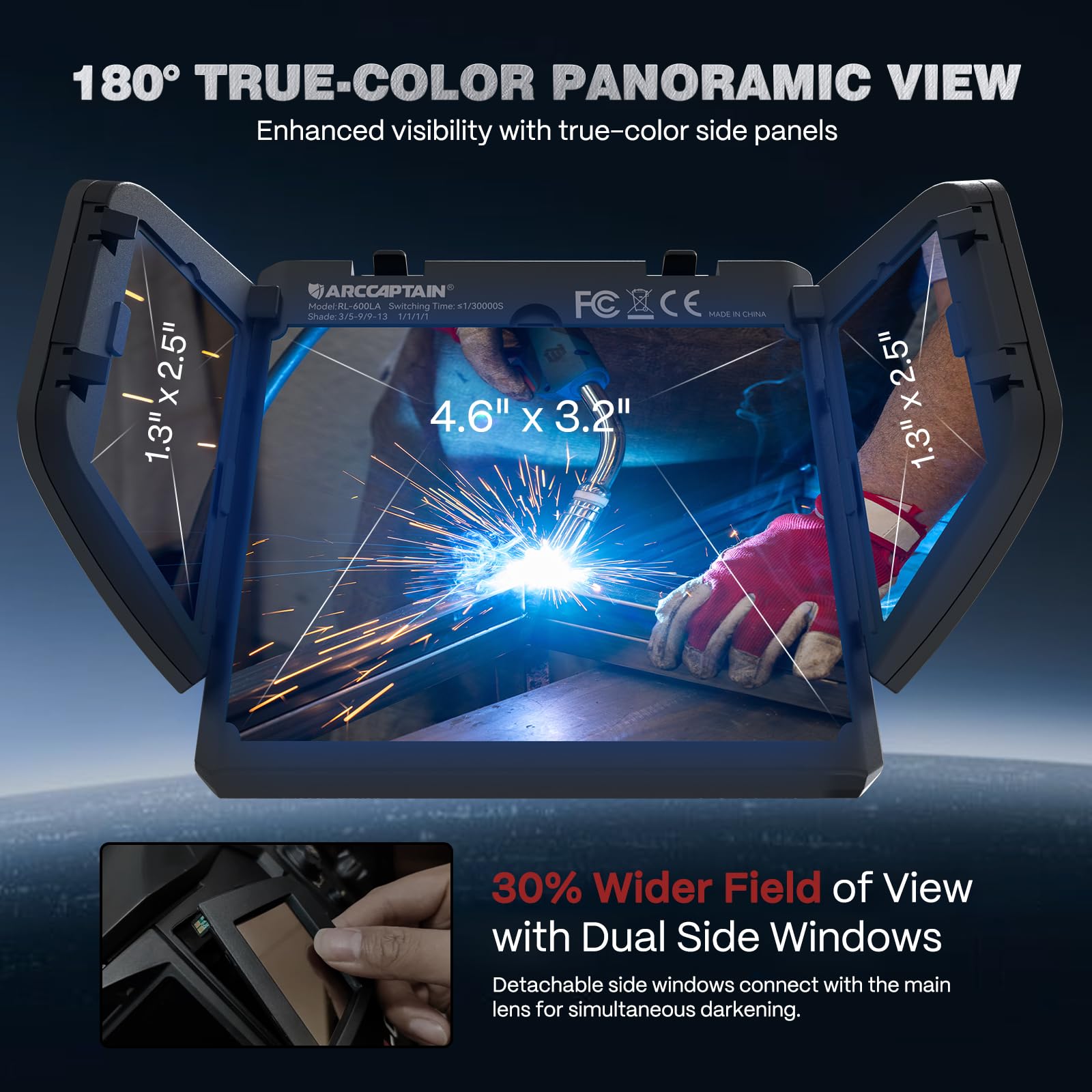 ARCCAPTAIN Intelligent Auto-Shade Welding Helmet and Large Viewing Screen Replacement Lens - Image 6
