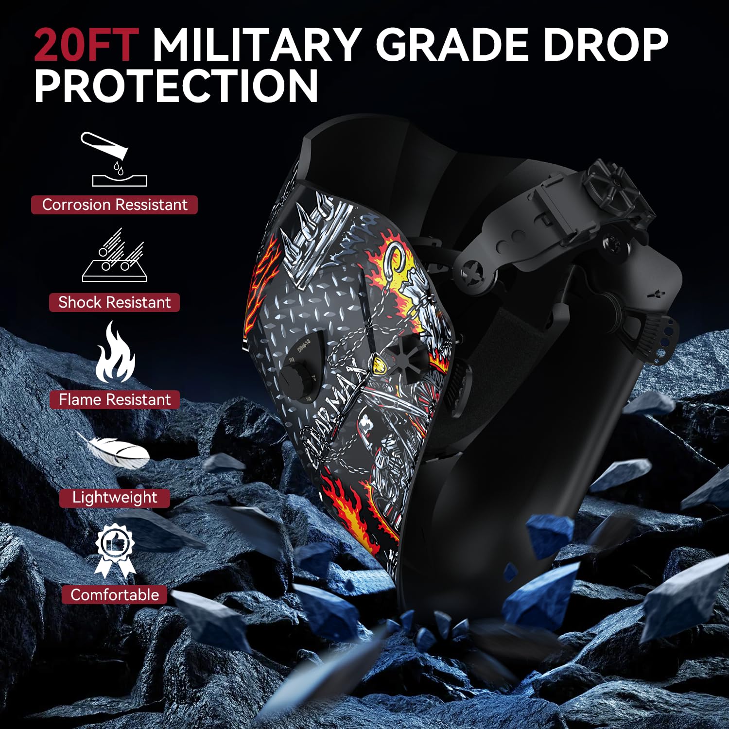 ARCCAPTAIN Large Viewing Screen Welding Helmet,1/1/1/1 Top Optical Clarity Auto Darkening Welding Hood + Welding Cas, Protective Welders Cap - Image 3