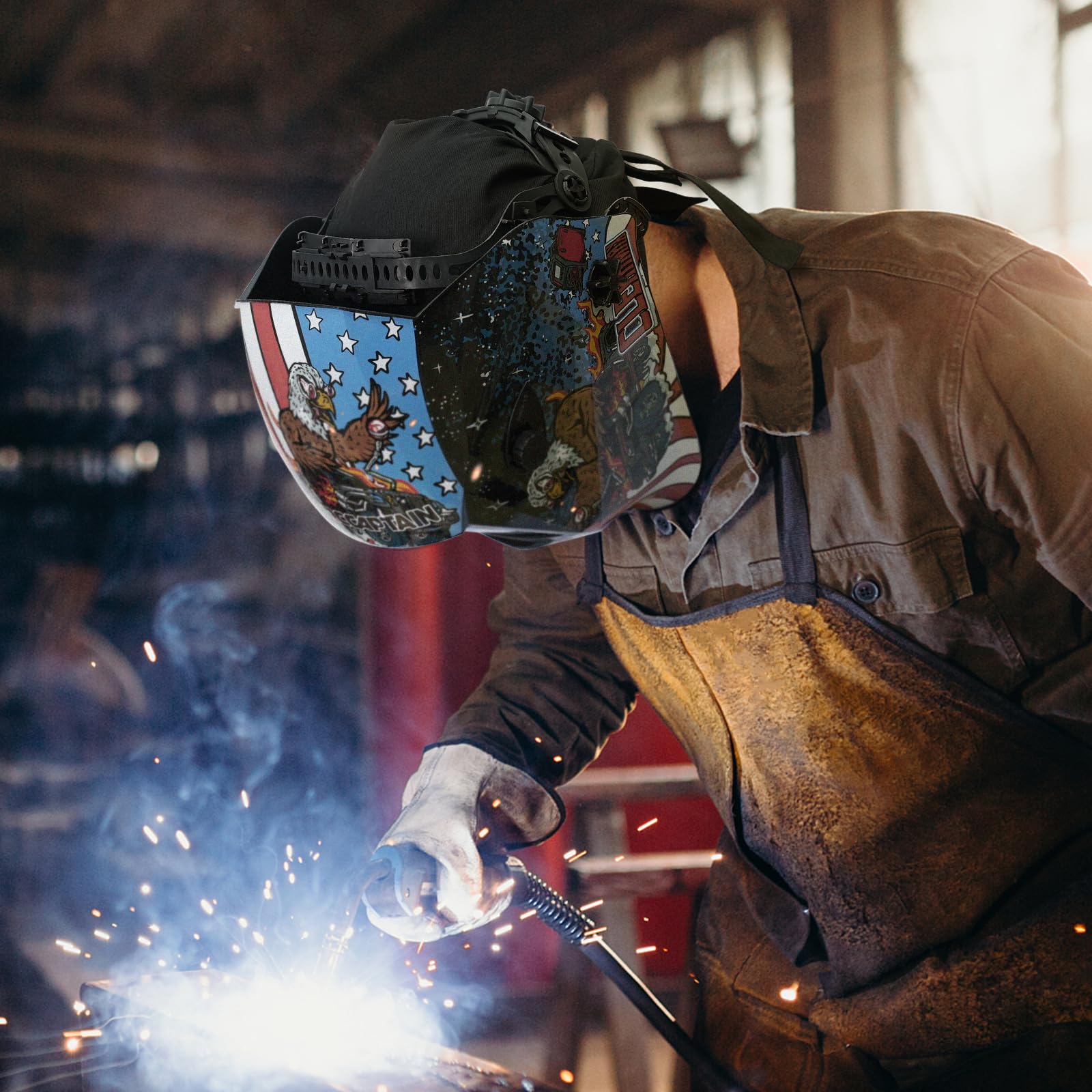 ARCCAPTAIN Large Viewing Screen Welding Helmet,1/1/1/1 Top Optical Clarity Auto Darkening Welding Hood + Welding Cas, Protective Welders Cap - Image 9