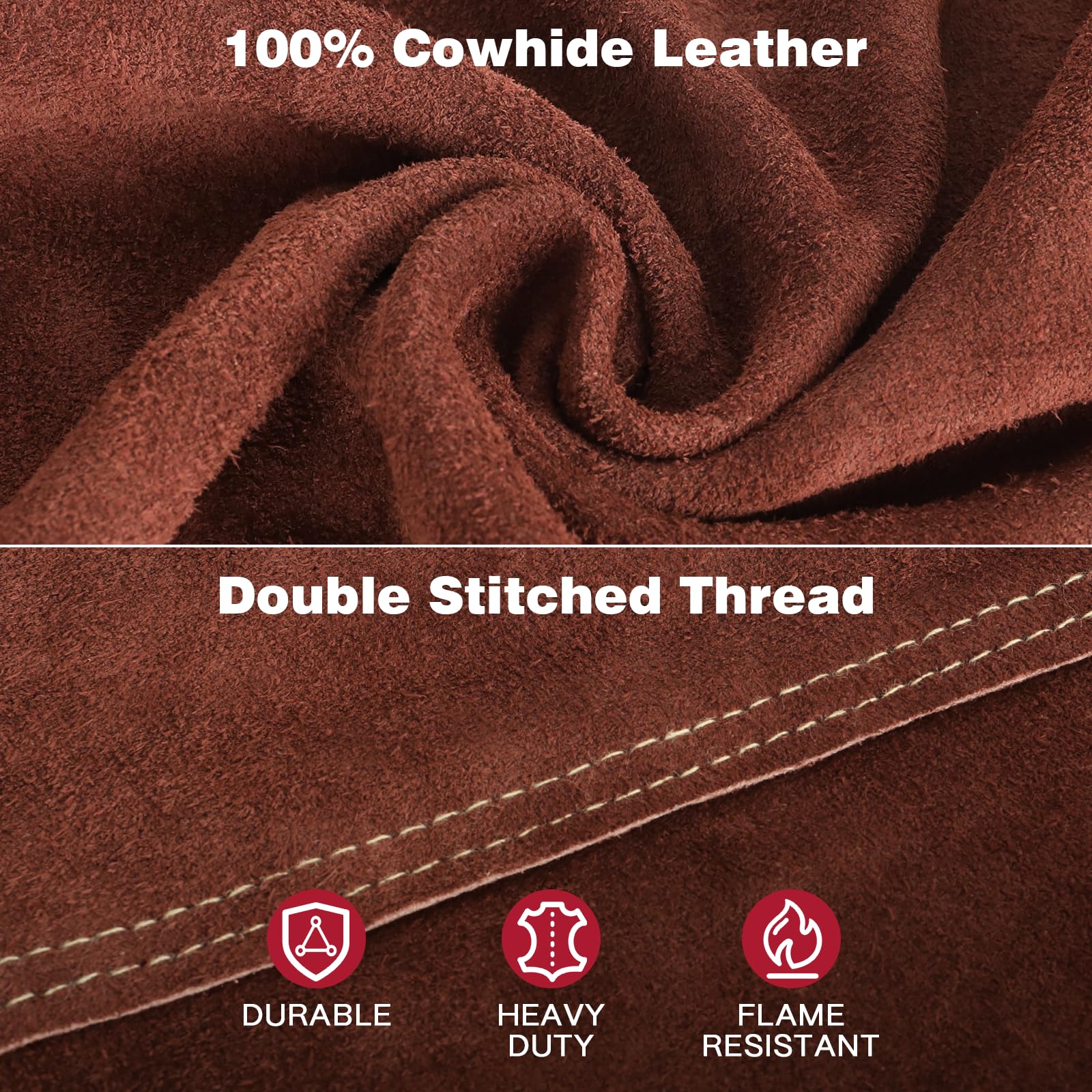 ARCCAPTAIN Leather Welding Jacket, Heavy Duty Welder Jackets with Flame Resistant Split Cowhide Leather for Men Women - Image 3