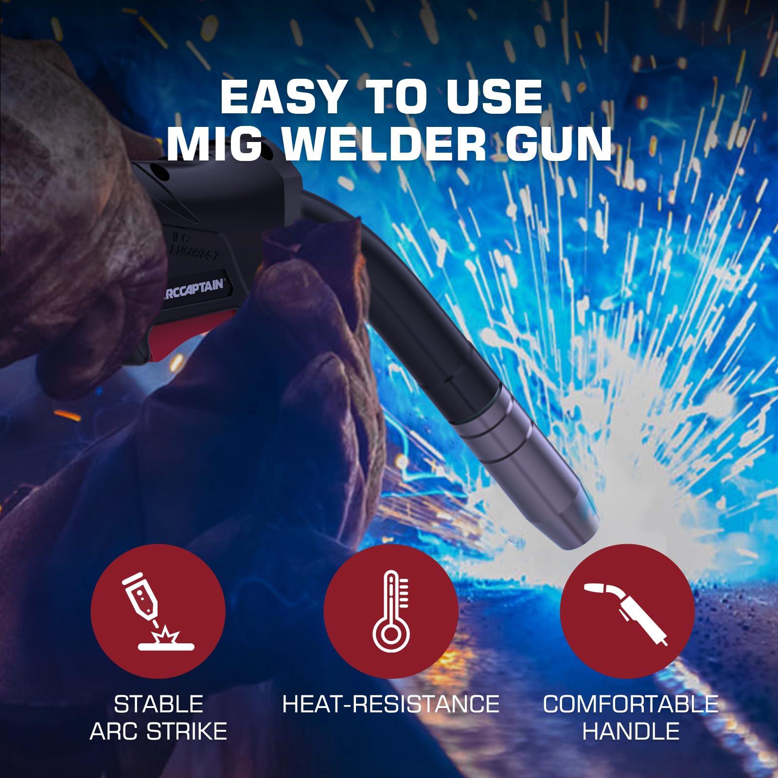 ARCCAPTAIN MB15 15AK MIG Welding Gun Torch Stinger 10ft (3m) Replacement for MB15 MIG Gun Torch, Euro Connection for MIG200, MIG200FIT, MIG200ELITE, MIG160FIT - Image 6