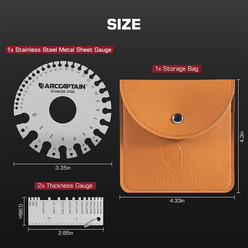 ARCCAPTAIN Metal Gauge Thickness Tool, Metal Thickness Gauge, Stainless Steel Metal Sheets Welding Material Thickness Gauge Standard Dual-Sided Round Thickness Measuring Tool - Image 7
