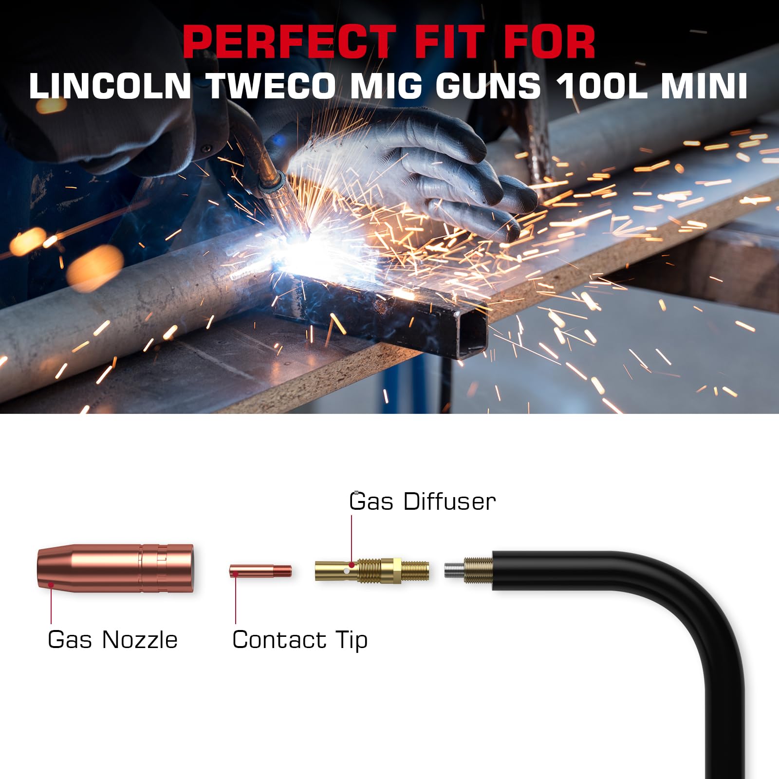 ARCCAPTAIN MIG Welding Contact Tips 11-30 (0.030") Welding Tips for Lincoln 100L 25pcs for Lincoln Tweco MIG Guns 100L Mini - Image 6