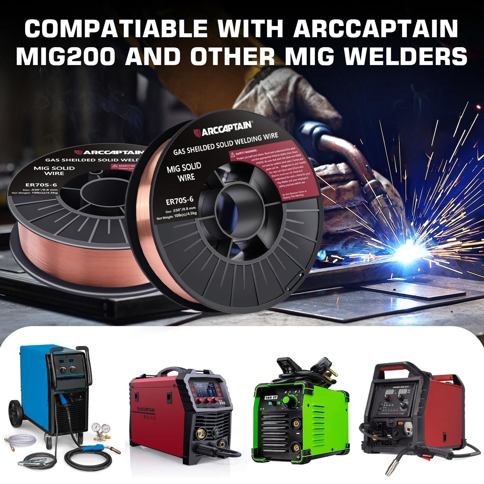 ARCCAPTAIN Mig Welding Wire, 0.030 10Lb Mig Wire ER70S-6 10Lbs Gas Solid Carbon Steel Low Splatter Mig Welding Wire Compatible With Lincoln Miller Forney Harbor Welder 0.08 4.5KG - Image 8