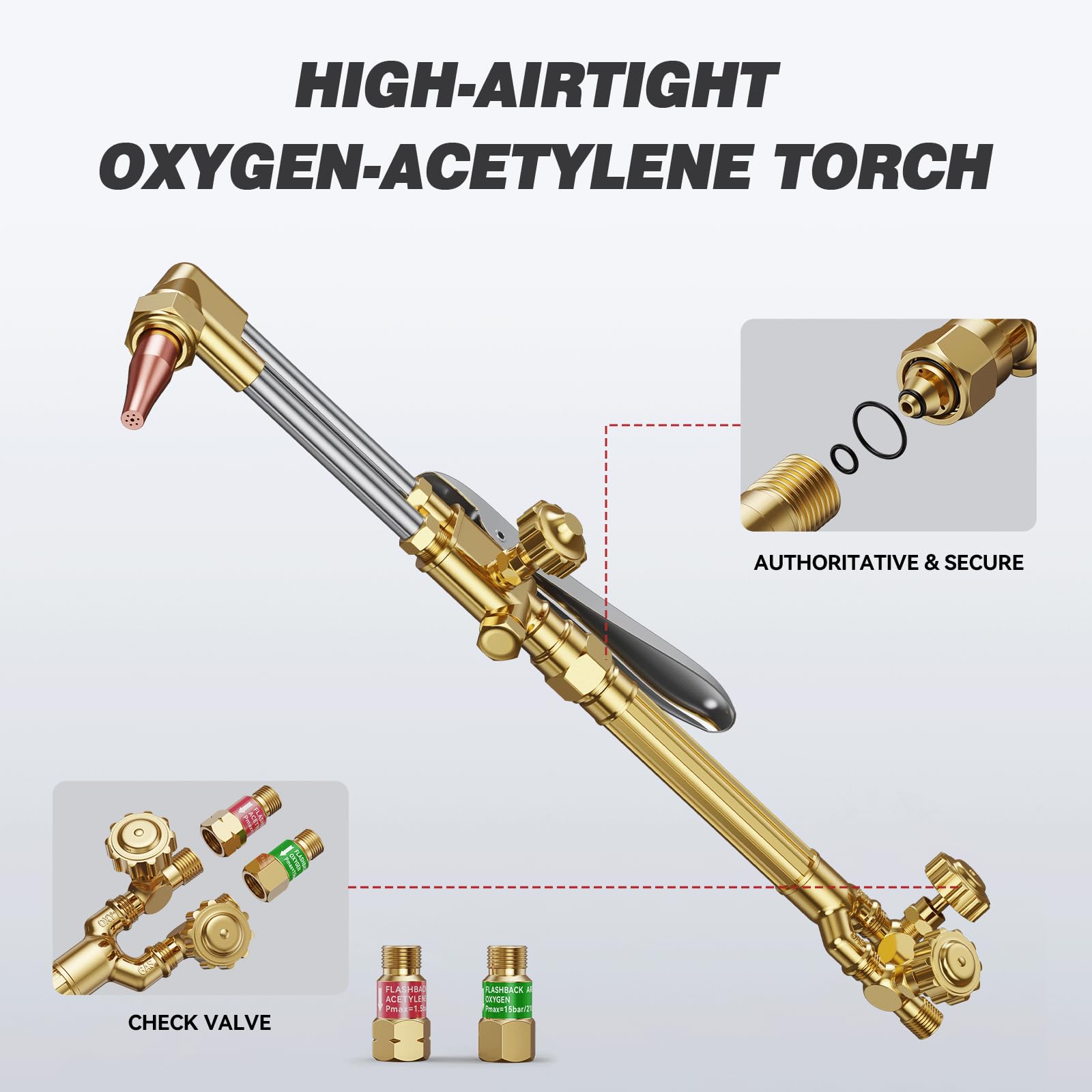 ARCCAPTAIN Oxy Acetylene Torch Kit with Check Valves, Medium Duty Gas Welding Cutting Torch Kit with Hose, Regulator Gauges, Cutting Tip, 3 Welding Tips and Storage Case - Image 3