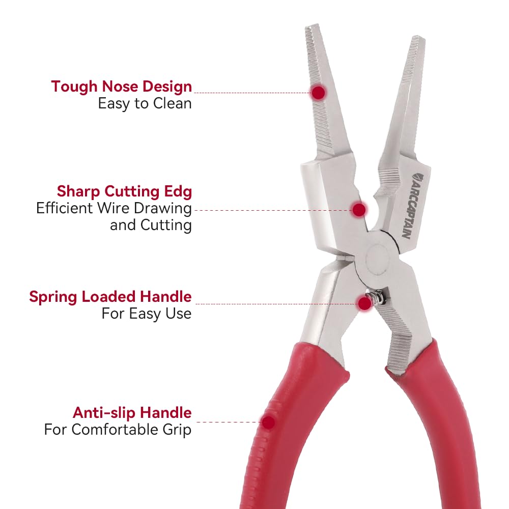 ARCCAPTAIN Professional 8" Welding Pliers, Sharp MIG Plier for Rust Resistant, Long Nose Pliers with Anti-slip Handle - Durable and Efficient - Image 2