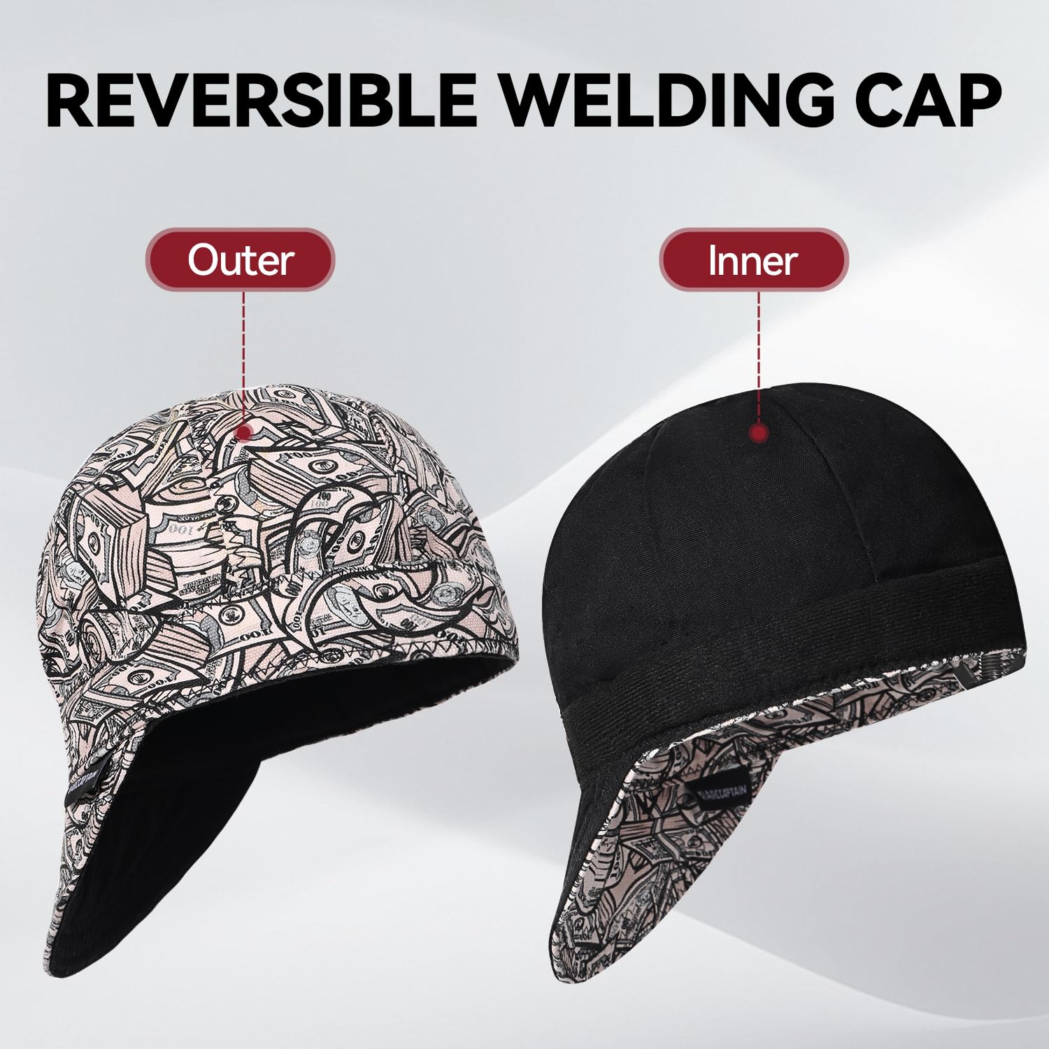 ARCCAPTAIN Reversible Welding Cap, 8 Panel Protective Cap, 10 oz Fireproof Cotton Comforts for Safety and Protection While Welding to Men Women, 7 1/4 - Image 6