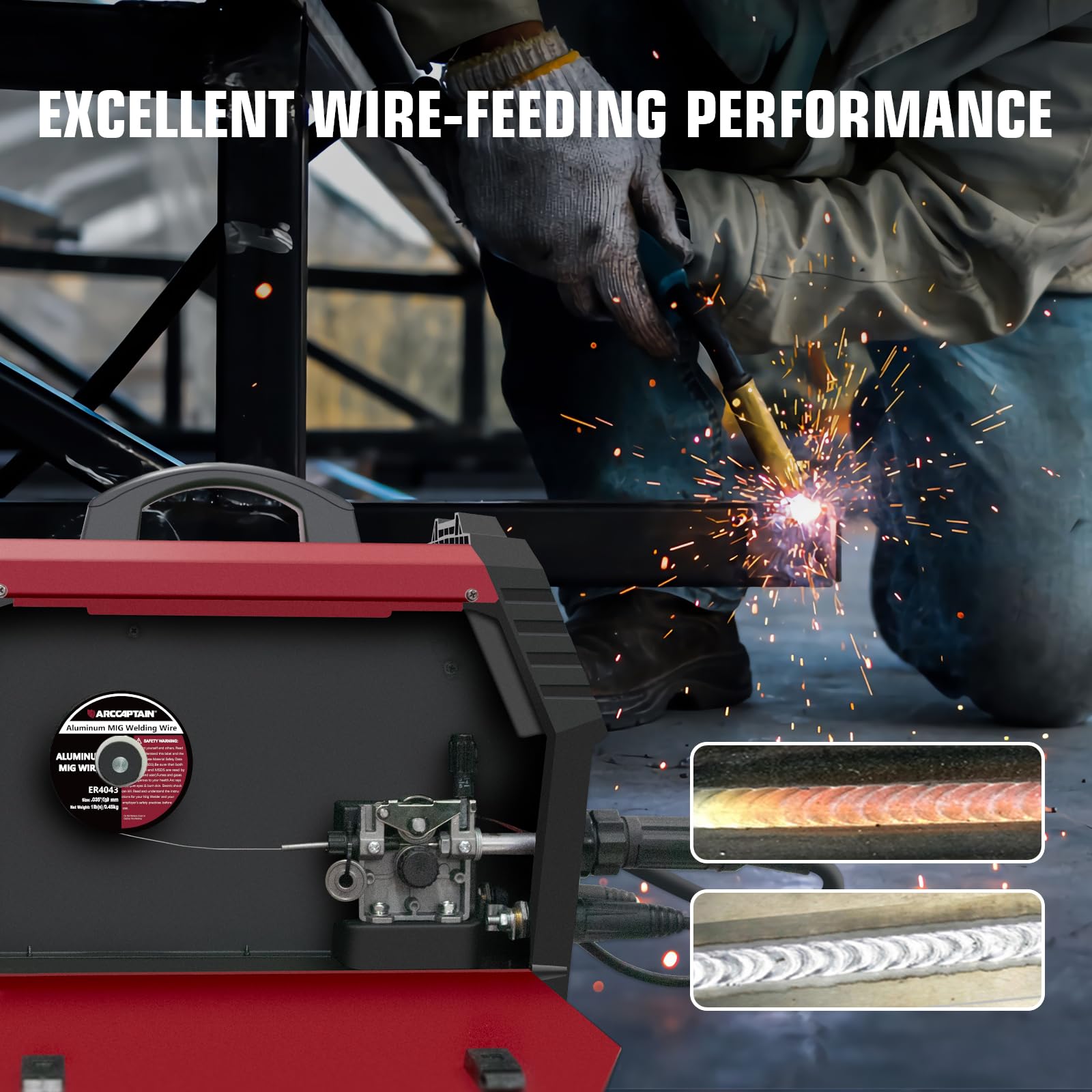 ARCCAPTAIN Silicon Aluminum Welding Wire ER4043 .035" Mig Welding Wire, 1 Pound Spool - Image 3