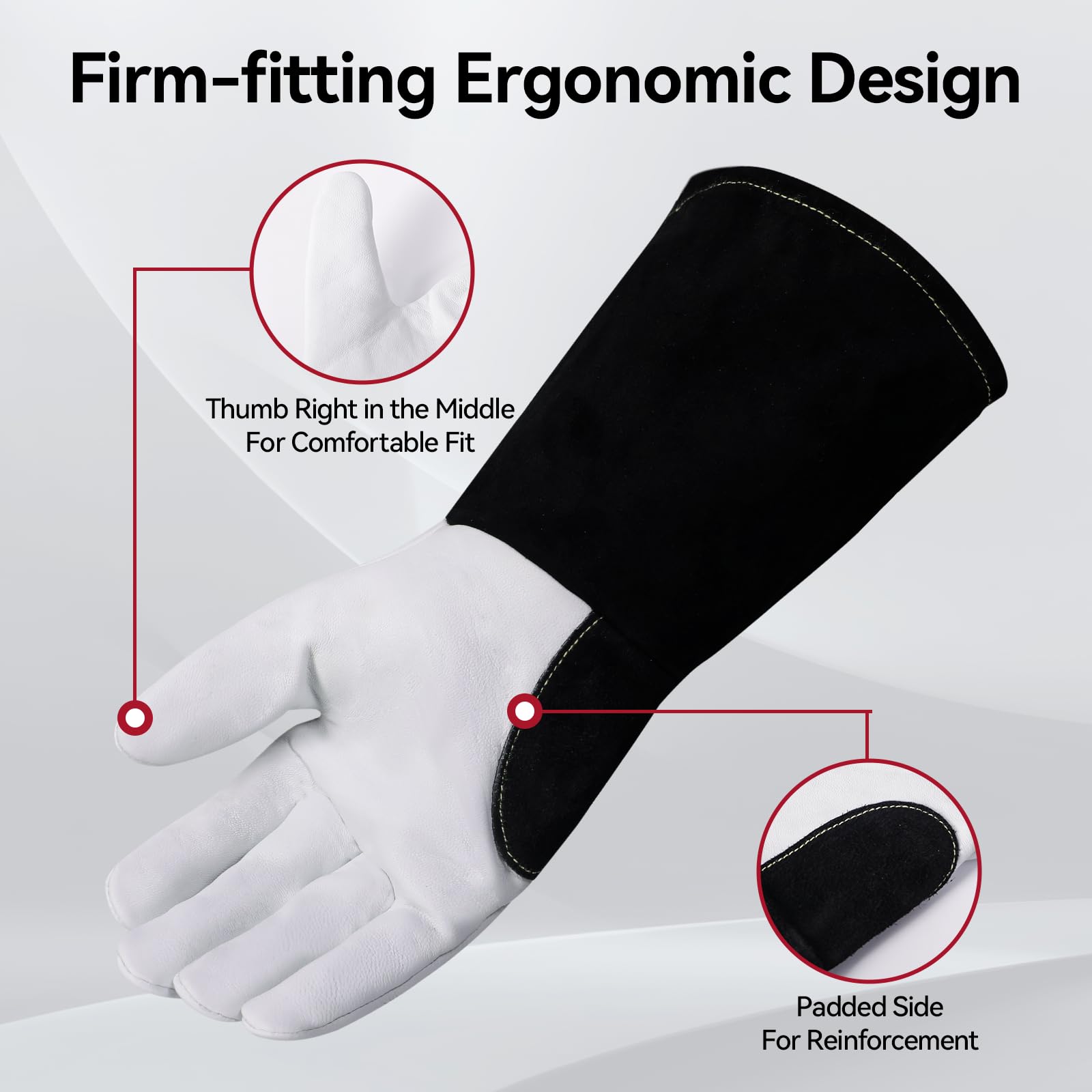 ARCCAPTAIN Soft Goat Grain TIG Welding Gloves with High Dexterity, 4-Inch Extended Cuff, Comfortable TIG Gloves with Reinforced Seams, Medium - Image 4