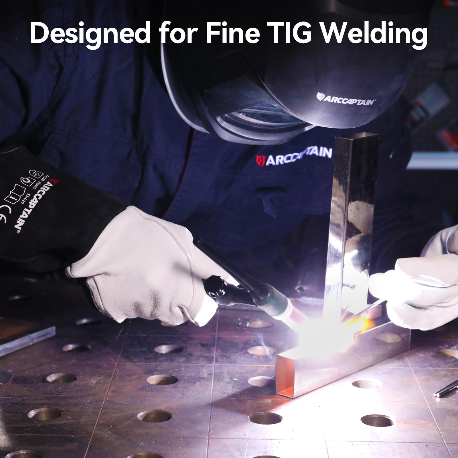 ARCCAPTAIN Soft Goat Grain TIG Welding Gloves with High Dexterity, 4-Inch Extended Cuff, Comfortable TIG Gloves with Reinforced Seams, Medium - Image 6