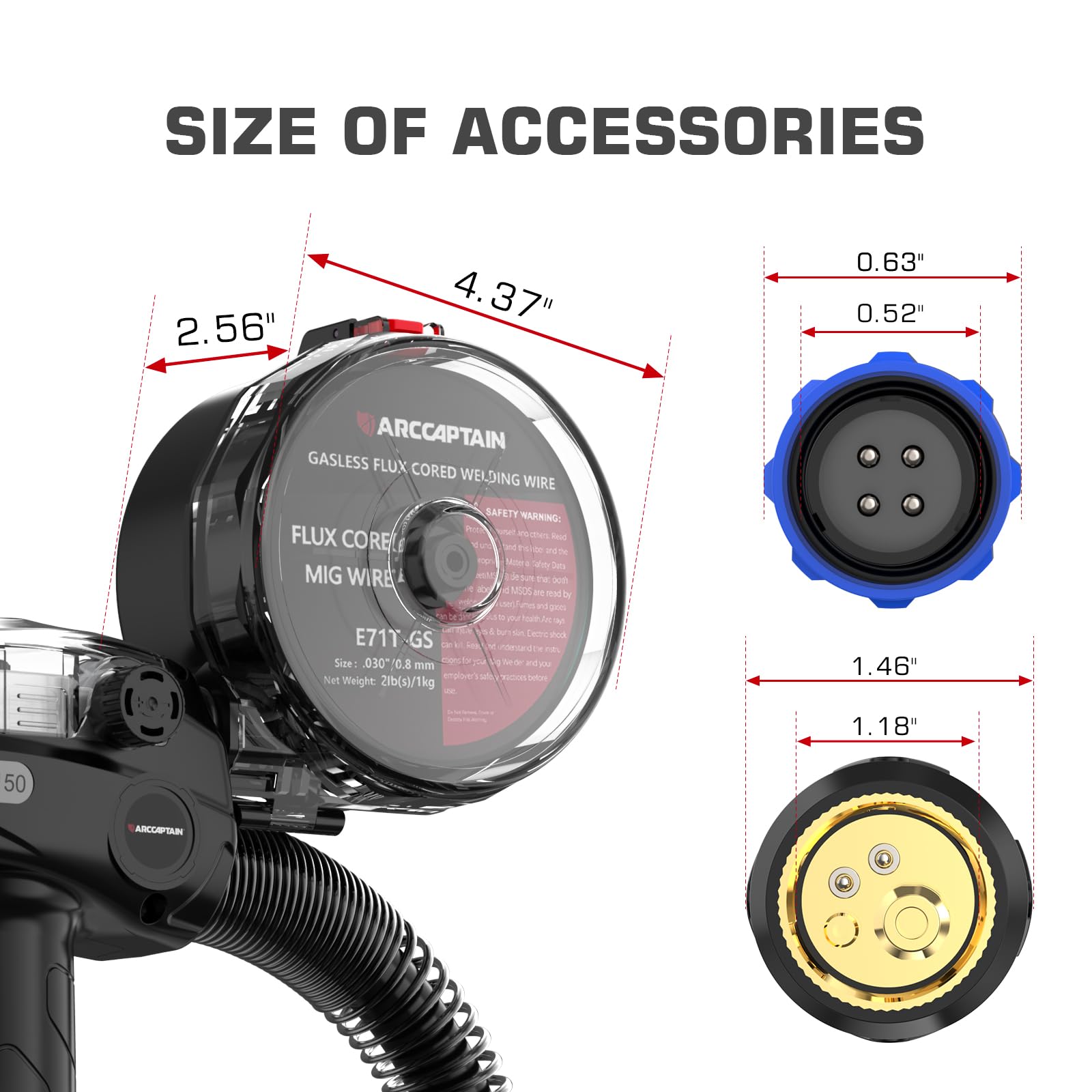 ARCCAPTAIN Spool Gun for Aluminum Welding 150A Euro Connection 10FT for ARCCAPTAIN MIG200 MIG250 MIG200FIT - Image 8