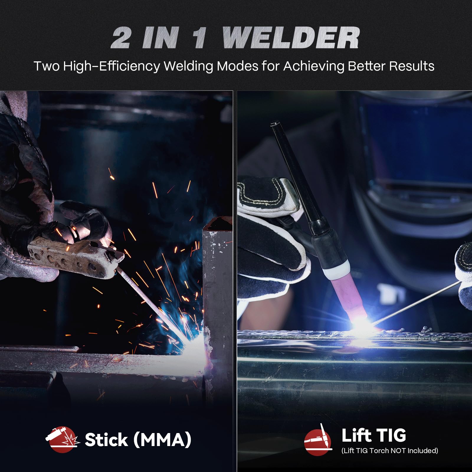 ARCCAPTAIN Stick Welder, [Large LED Display] 200A ARC/Lift TIG Welding Machine with Synergic Control, IGBT Inverter 110V/220V Portable MMA Welder Machine with Hot Start, Arc force and Anti-Stick - Image 4