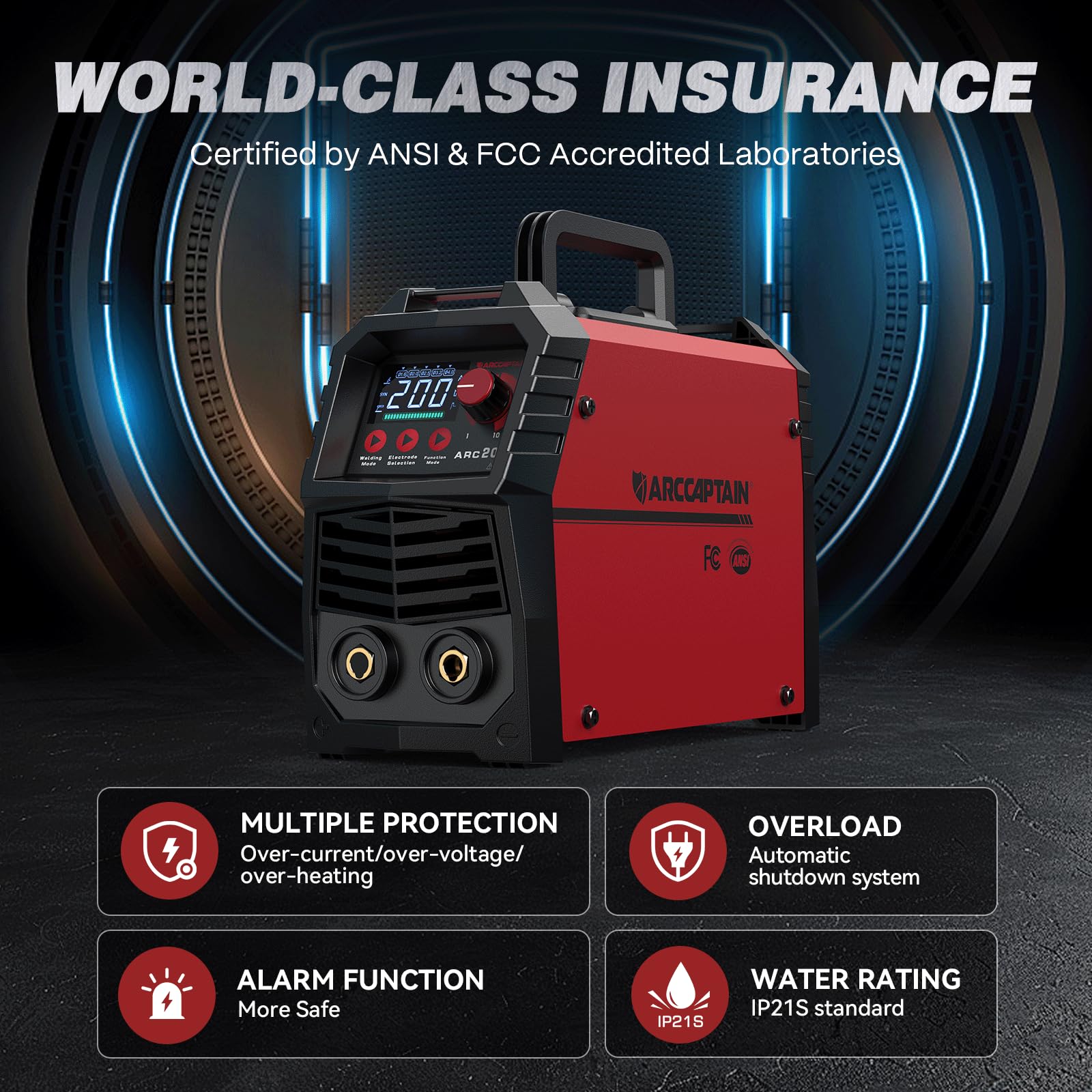ARCCAPTAIN Stick Welder, [Large LED Display] 200A ARC/Lift TIG Welding Machine with Synergic Control, IGBT Inverter 110V/220V Portable MMA Welder Machine with Hot Start, Arc force and Anti-Stick - Image 6