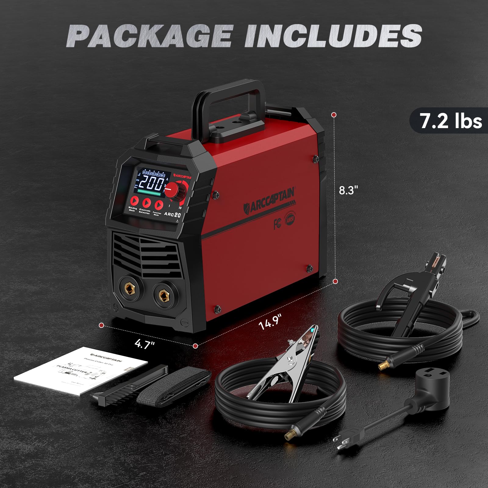 ARCCAPTAIN Stick Welder, [Large LED Display] 200A ARC/Lift TIG Welding Machine with Synergic Control, IGBT Inverter 110V/220V Portable MMA Welder Machine with Hot Start, Arc force and Anti-Stick - Image 8