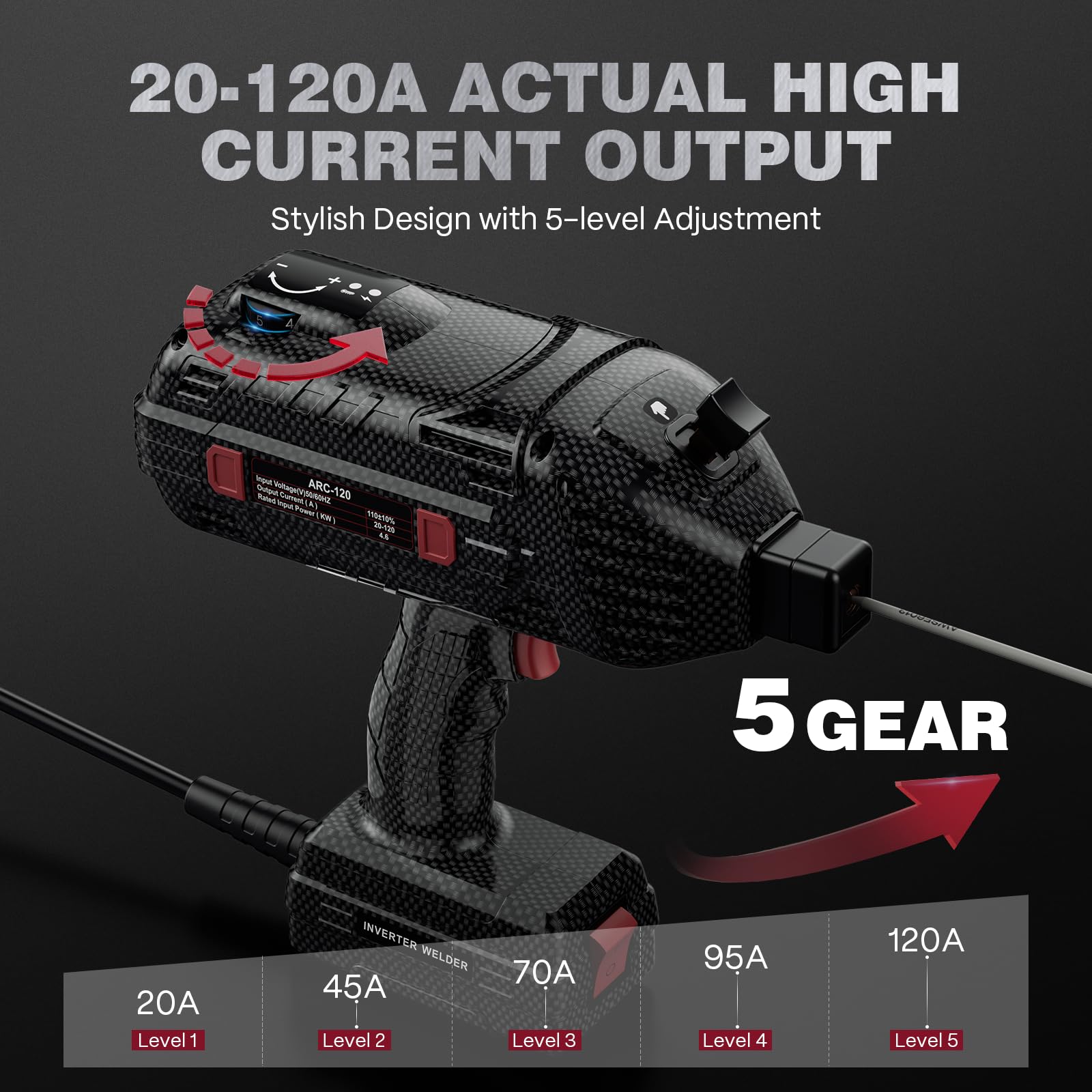 ARCCAPTAIN Stylish Handheld Welder, 110V Portable Welding Machine with IGBT Inverter, 120A Stick Welder with Auto Darkening Goggles and Upgraded Ground Clamp, Fits for 3/32"-1/8" Welding Rods - Image 3