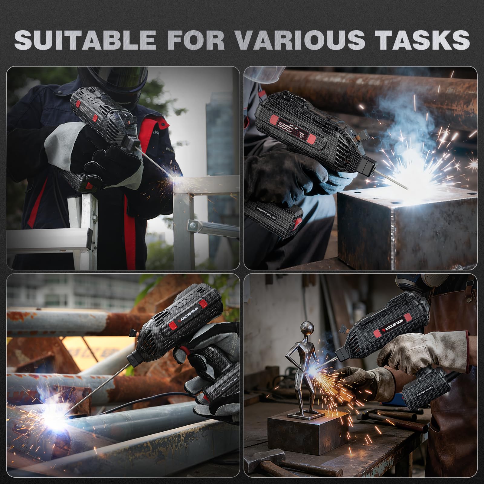 ARCCAPTAIN Stylish Handheld Welder, 110V Portable Welding Machine with IGBT Inverter, 120A Stick Welder with Auto Darkening Goggles and Upgraded Ground Clamp, Fits for 3/32"-1/8" Welding Rods - Image 7