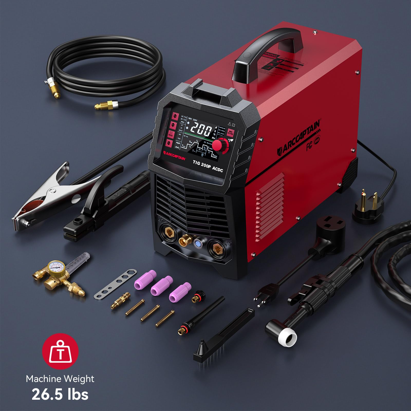 ARCCAPTAIN TIG Welder AC/DC 200Amp with Pulse, Aluminum TIG Welder 110V/220V TIG Welder with Square/Triangular Wave/Stick/MMA/Spot 7 in 1 MultiProcess Welding Machine - Image 7