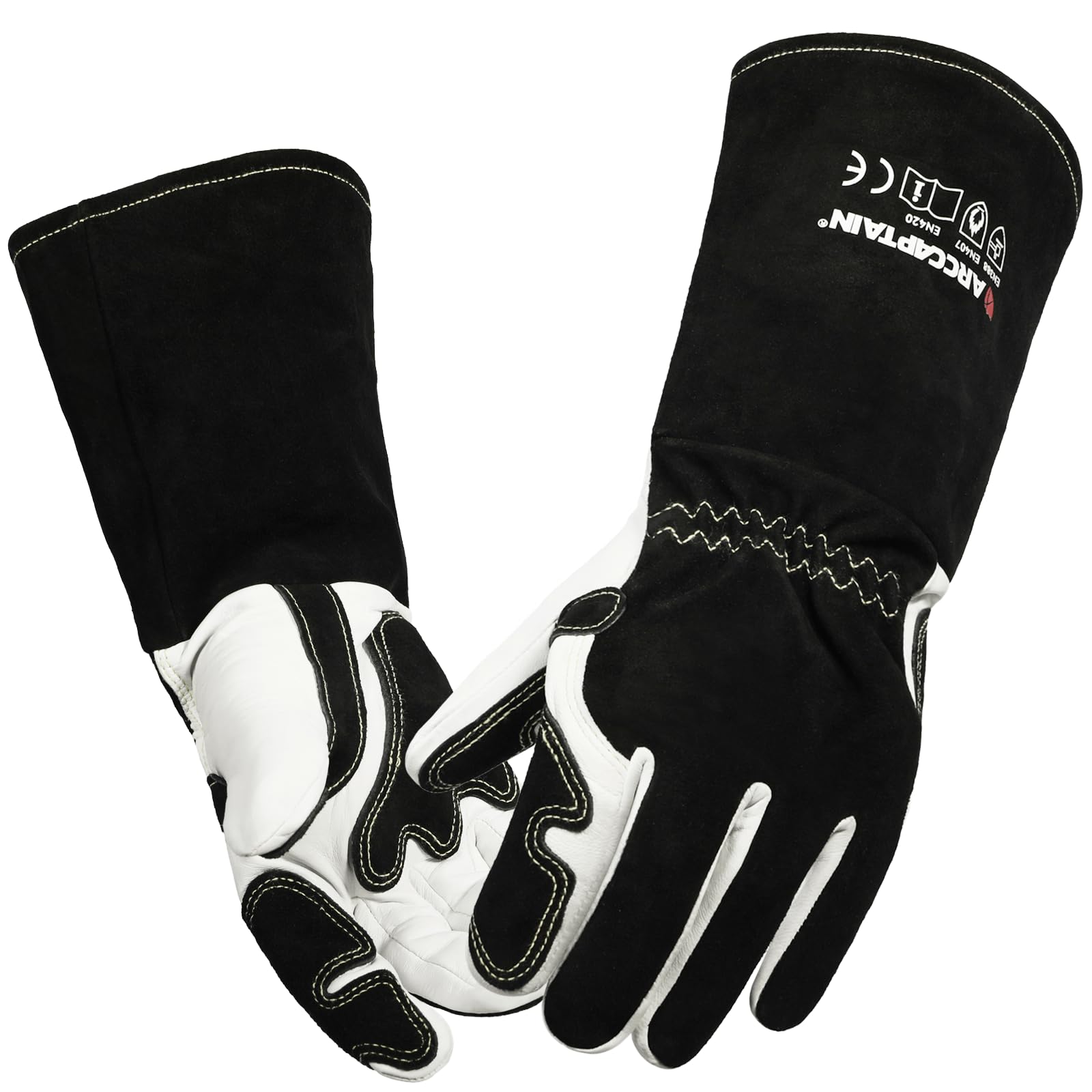 ARCCAPTAIN Tig Welding Gloves: Premium Goatskin Grain Leather, Dexterity, Comfort, Duralble Tig Gloves for Work Protection