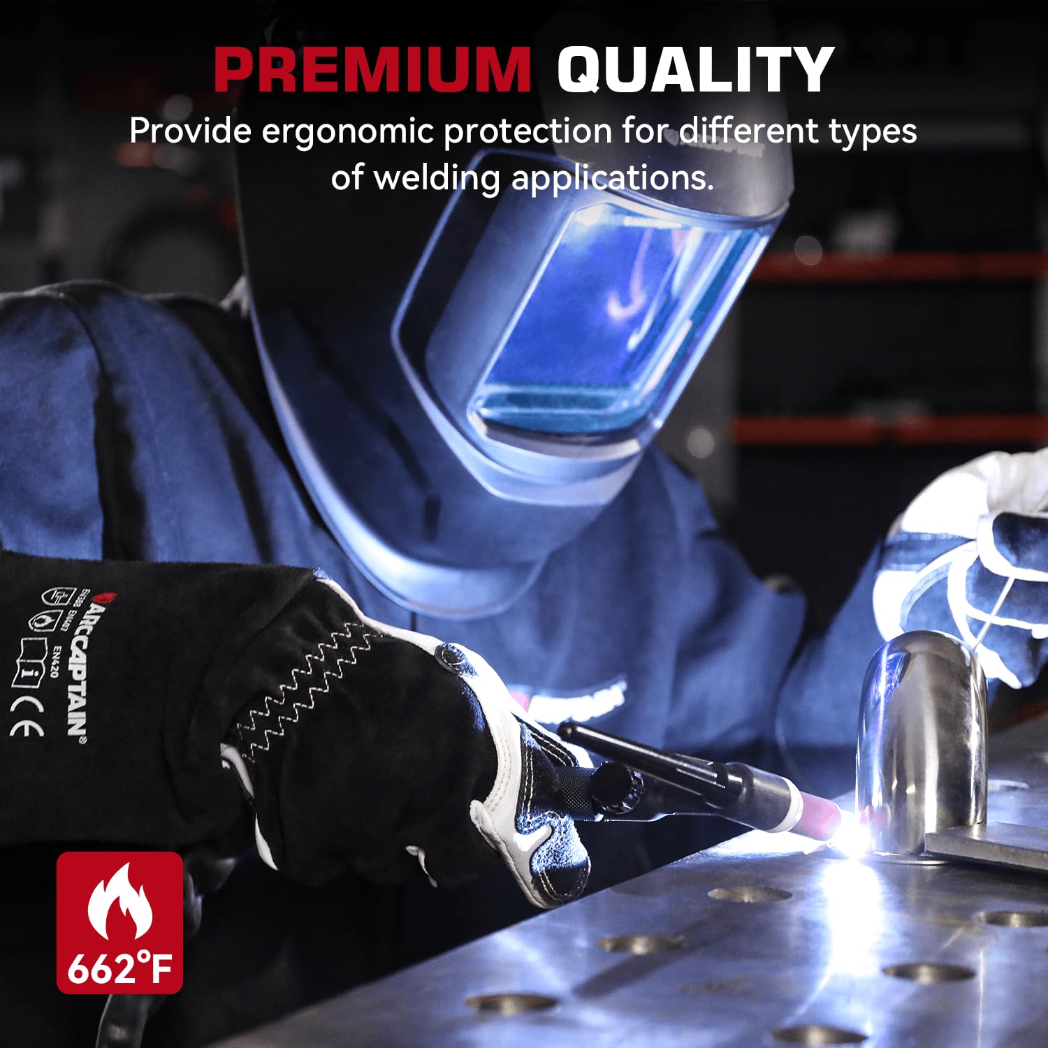ARCCAPTAIN Tig Welding Gloves: Premium Goatskin Grain Leather, Dexterity, Comfort, Duralble Tig Gloves for Work Protection - Image 5