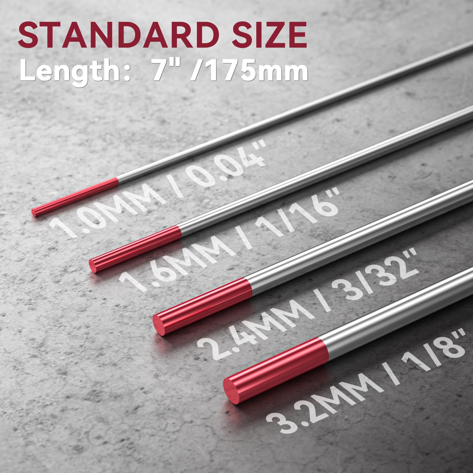 ARCCAPTAIN TIG Welding Tungsten Electrode 10-Pack 3/32"x 7"(Red, WT20/EWth-2) - Image 3